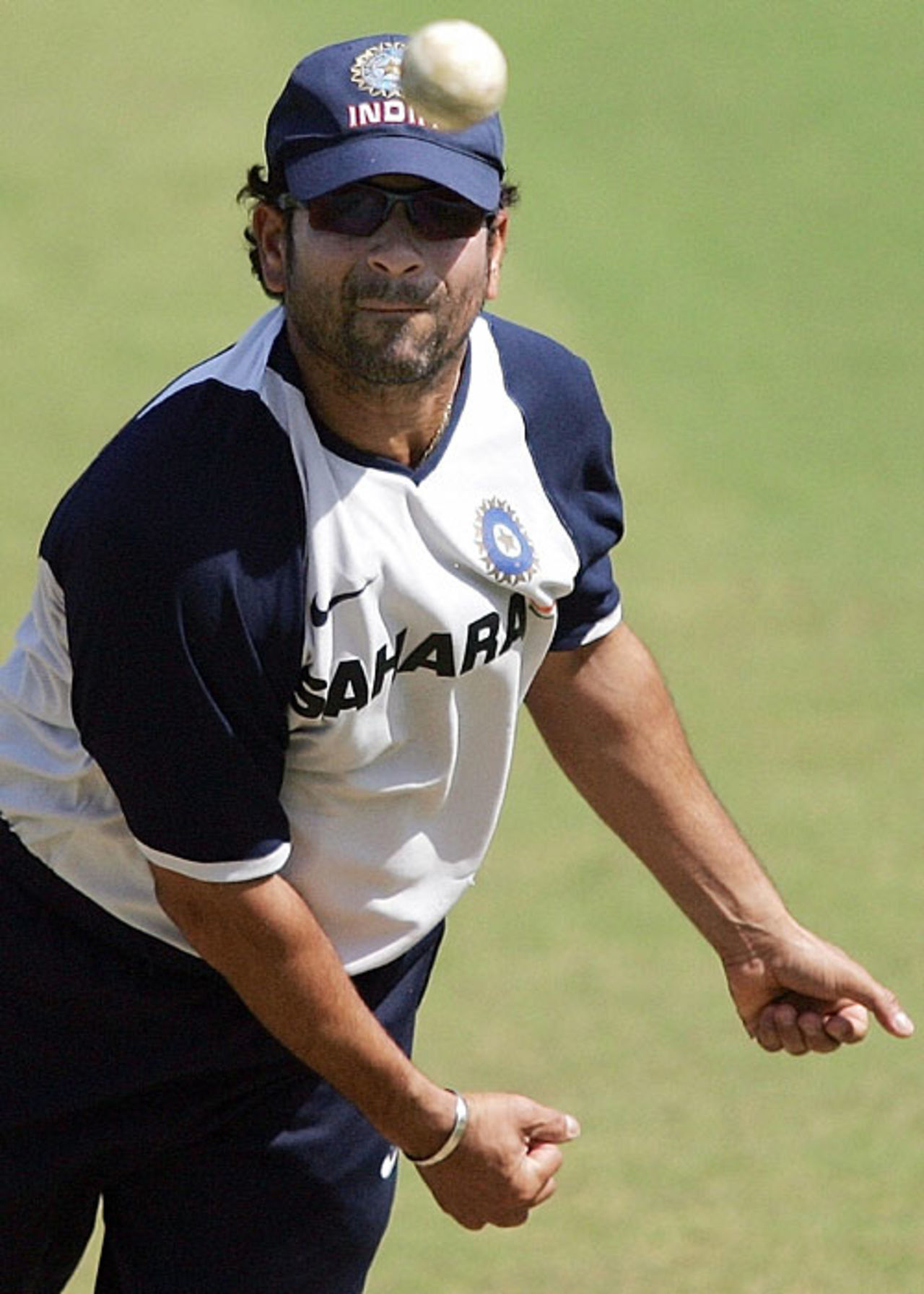 Sachin Tendulkar has a bowl during a net session, Nagpur, October 13, 2007