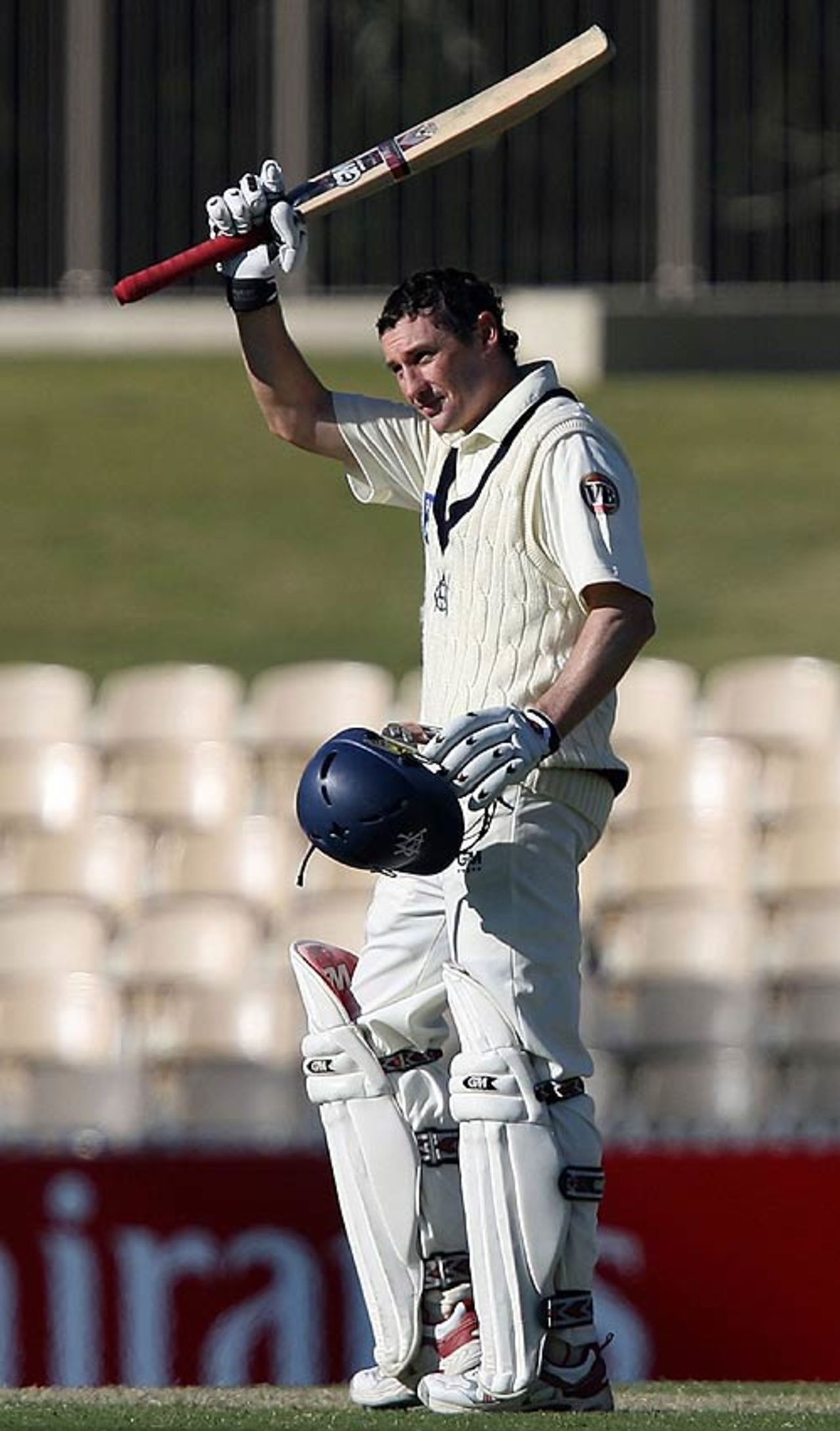 David Hussey celebrates his century, South Australia v Victoria, Pura Cup, Adelaide, October 14, 2007
