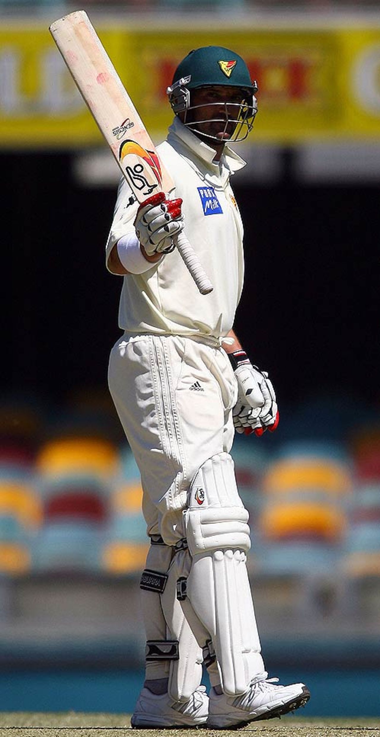 Michael Di Venuto celebrates his 150, Queensland v Tasmania, Pura Cup, Brisbane, October 15, 2007