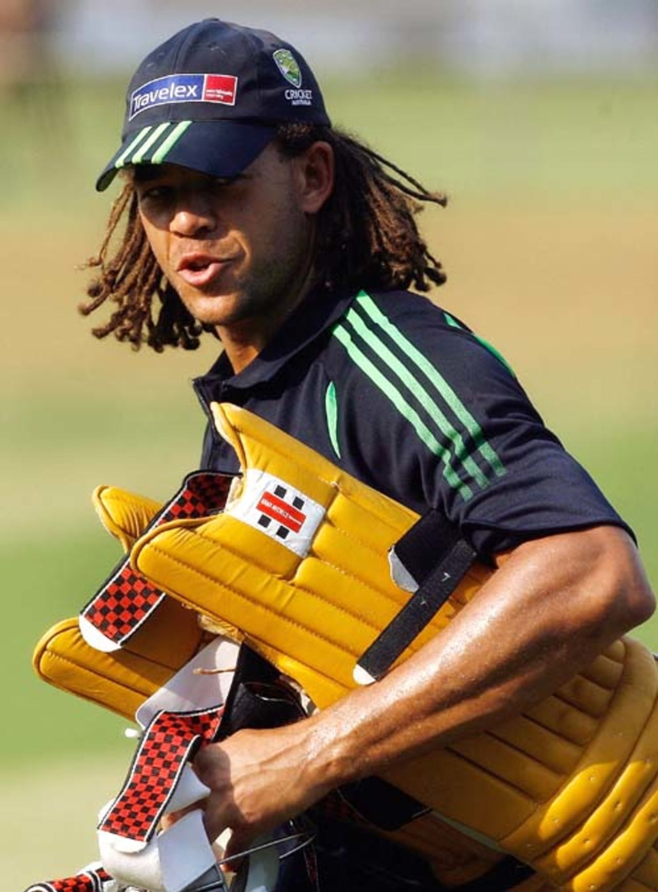 Andrew Symonds leaves after practice at the Brabourne Stadium, Mumbai, October 16, 2007