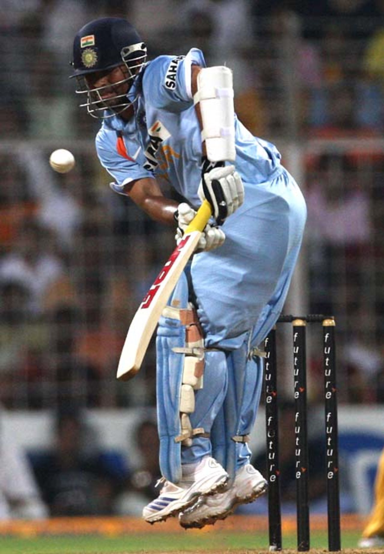 Sachin Tendulkar fails to flick one off his pads, India v Australia, 7th ODI, Mumbai, October 17, 2007