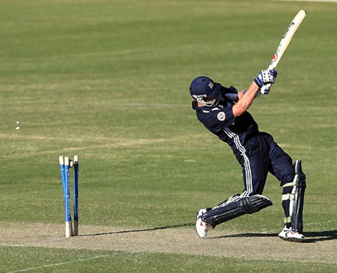 Cameron White is bowled through the gate by Shaun Tait for 76, South Australia v Victoria, FR Cup, Adelaide, October 19, 2007