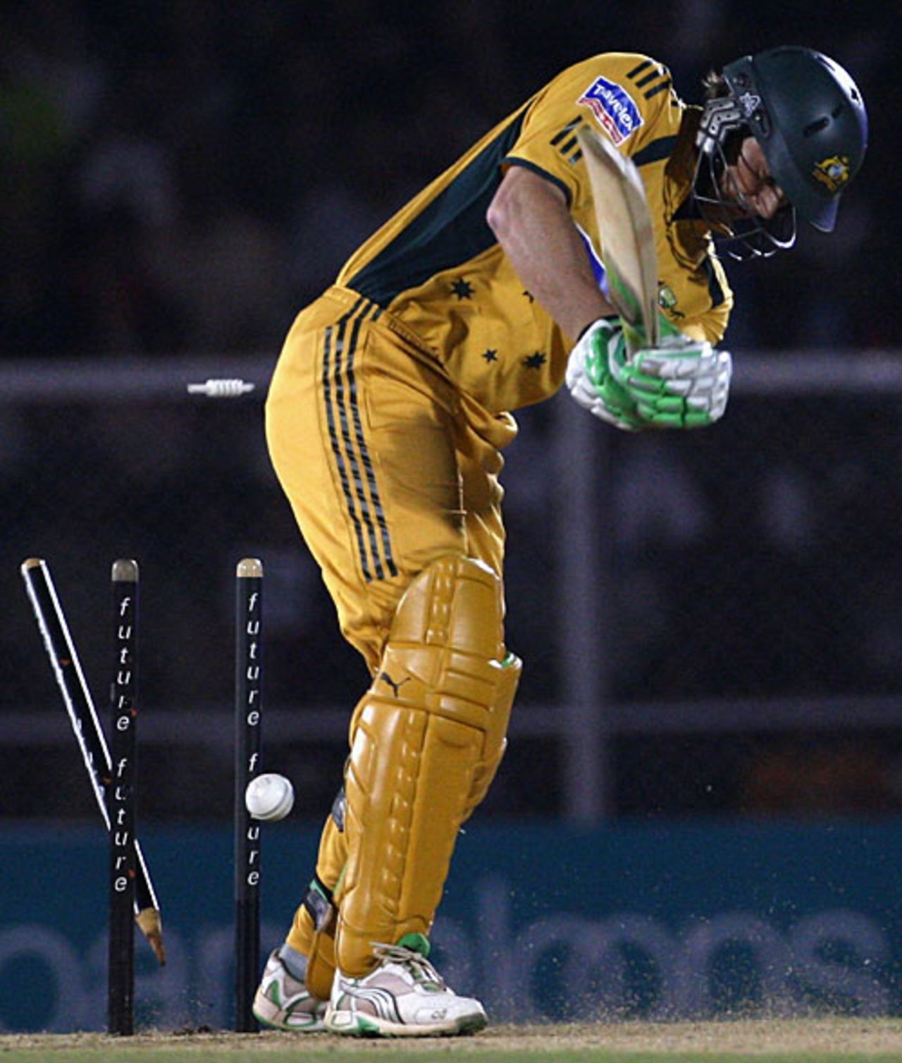 Adam Gilchrist is bowled by RP Singh, India v Australia, Twenty20 international, Mumbai, October 20, 2007
