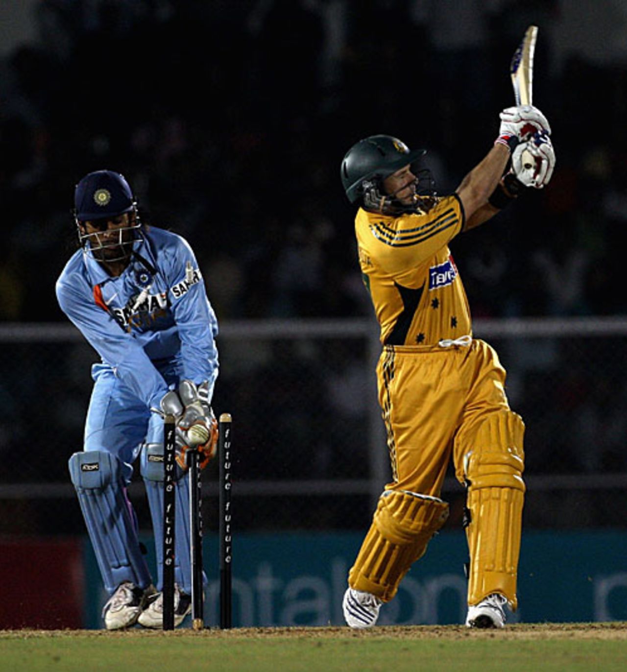 Brad Hodge is bowled by Irfan Pathan, India v Australia, Twenty20 international, Mumbai, October 20, 2007