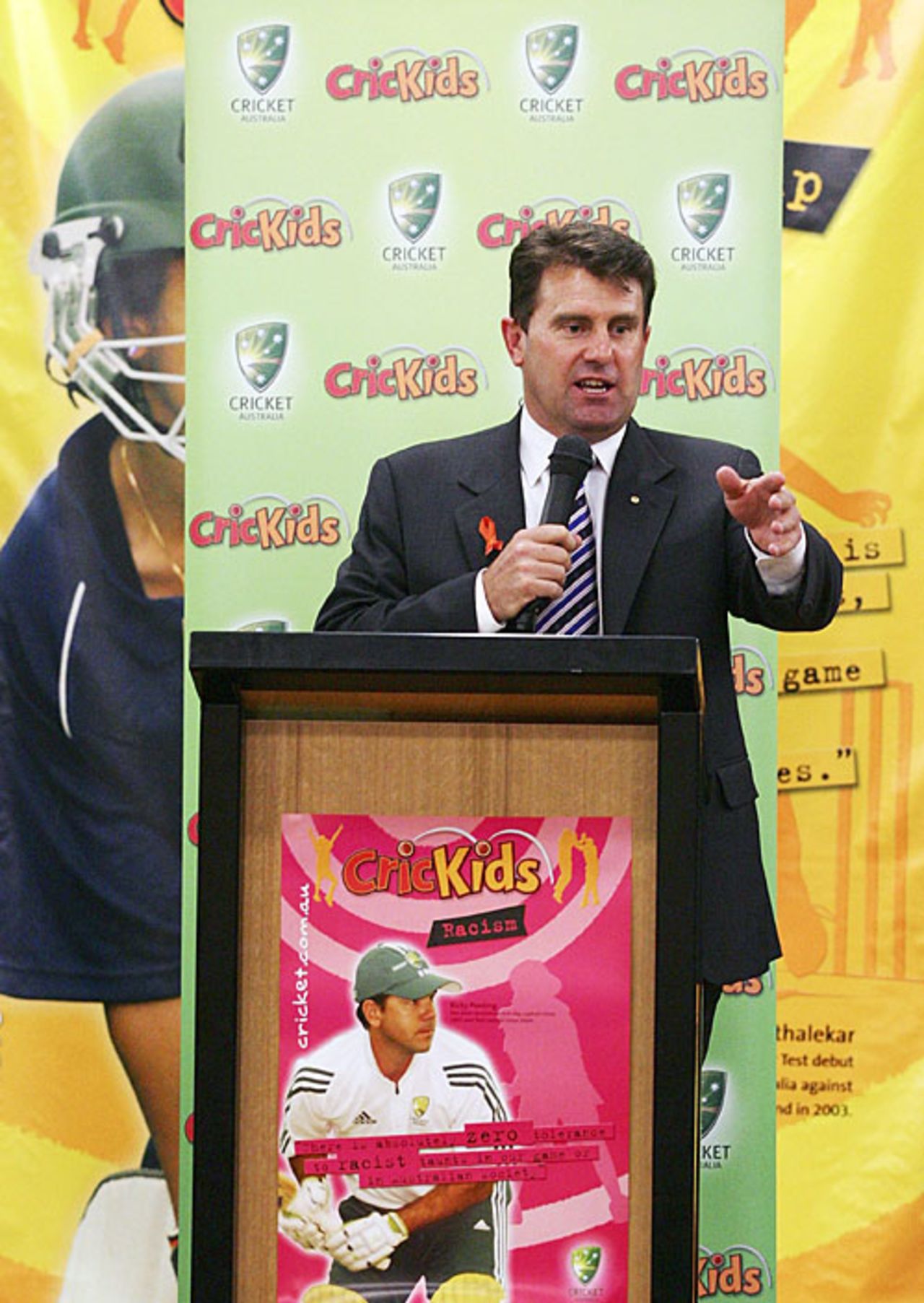 Mark Taylor speaks at a Cricket Australia event, Sydney, October 23, 2007