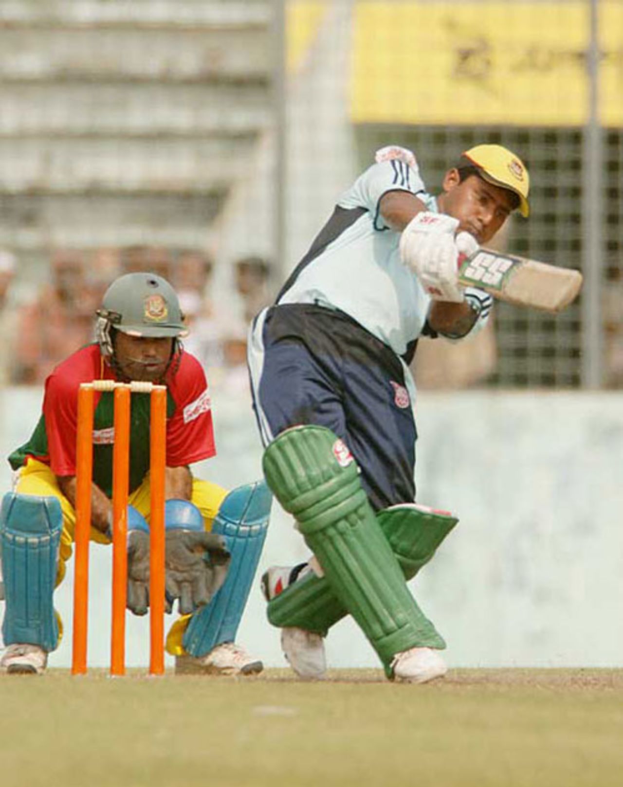 Imrul Kayes, the Khulna opener, lofts down the ground during his 71, Dhaka Division v Khulna Division, October 22, 2007