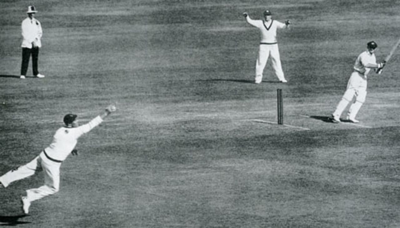 Stan McCabe cuts inches wide of Bill Voce on his way to a brilliant 187 not out, Australia v England, SCG, 1st Test,  December 3, 1932