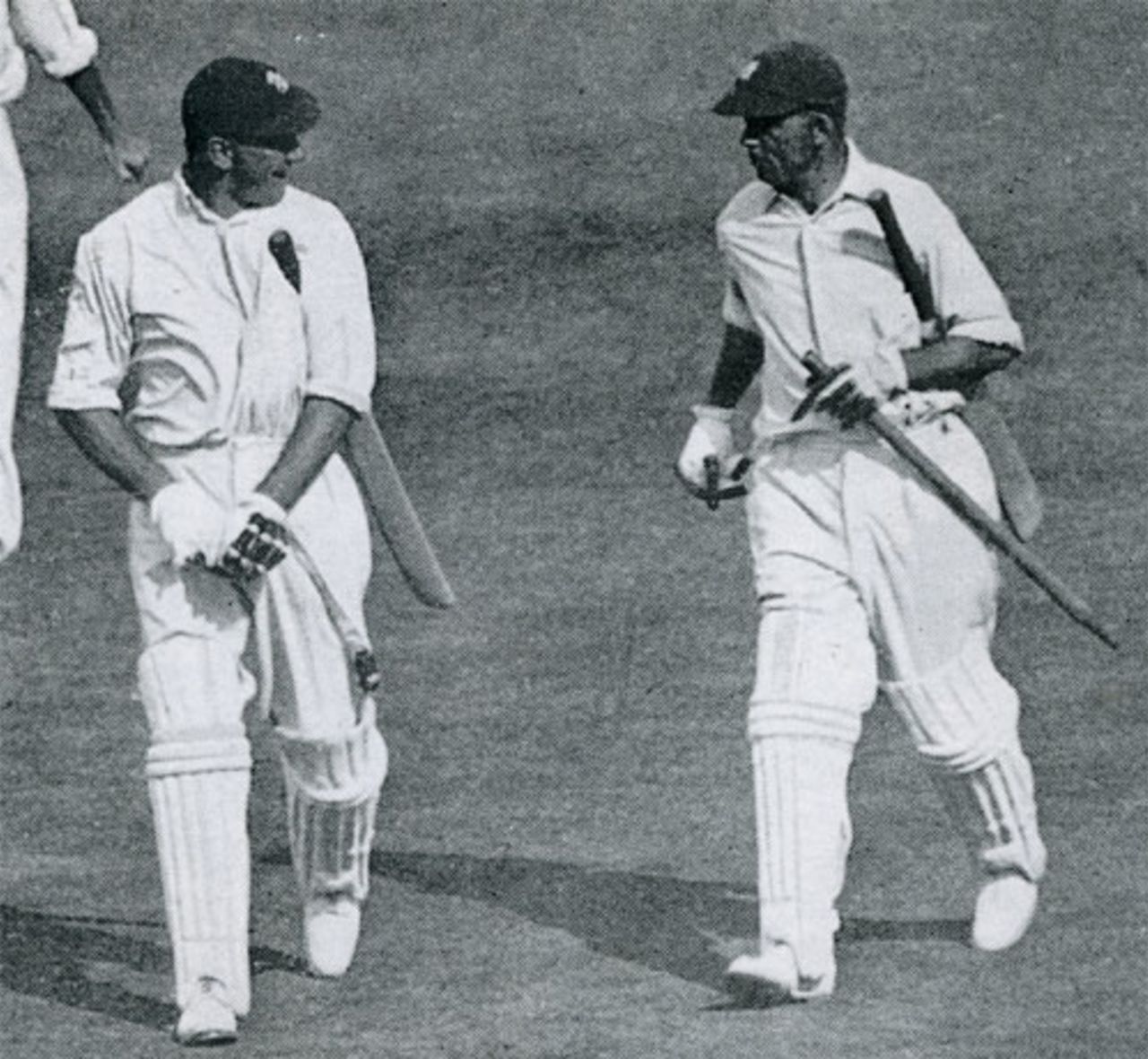 Wally Hammond and Bob Wyatt head off after winning the fifth Test, Australia v England, 5th Test, Sydney, February 28, 1933