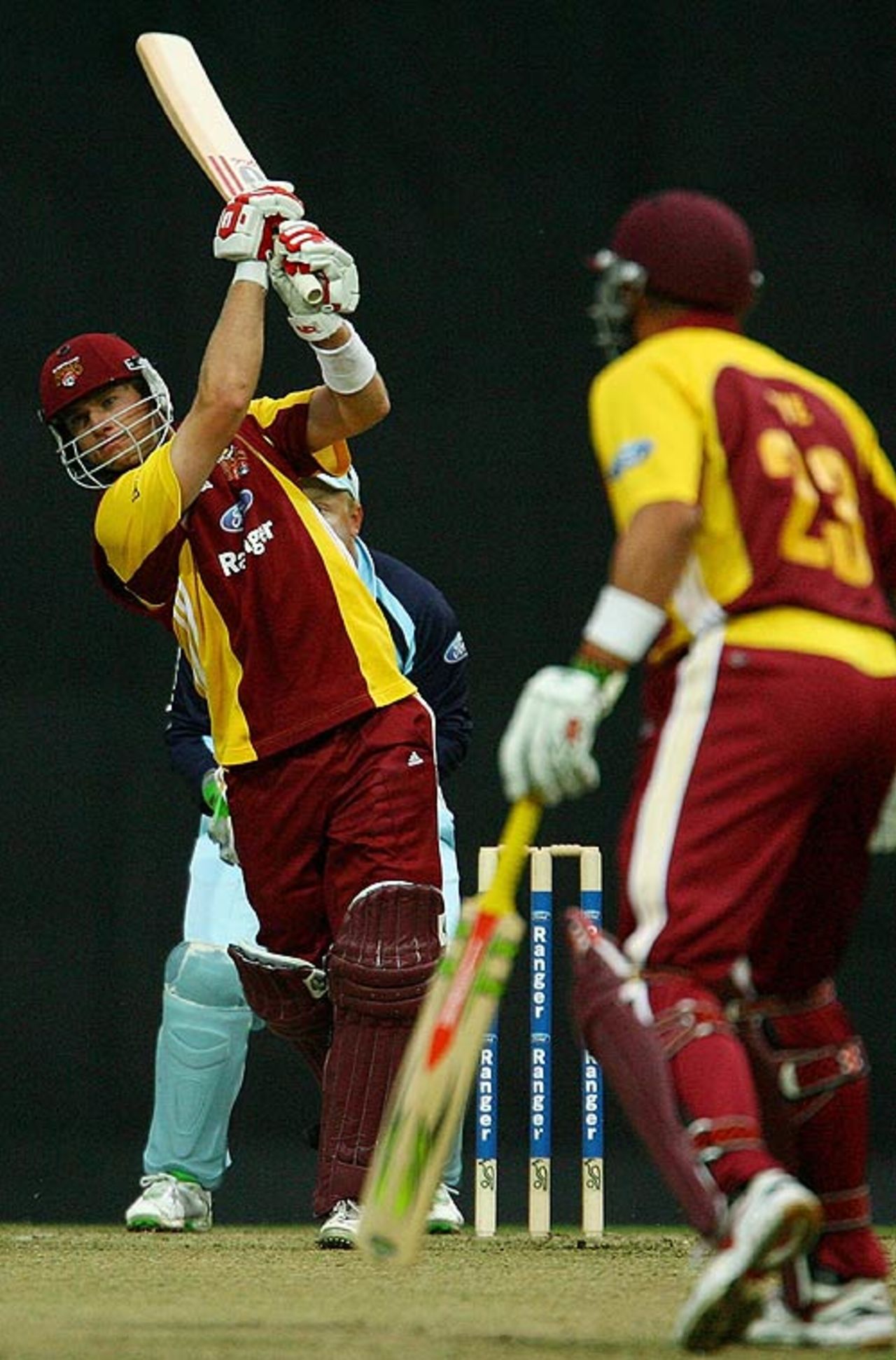 Ryan Broad drives confidently on his way to a half-century, New South Wales v Queensland, FR Cup, Sydney, October 24, 2007