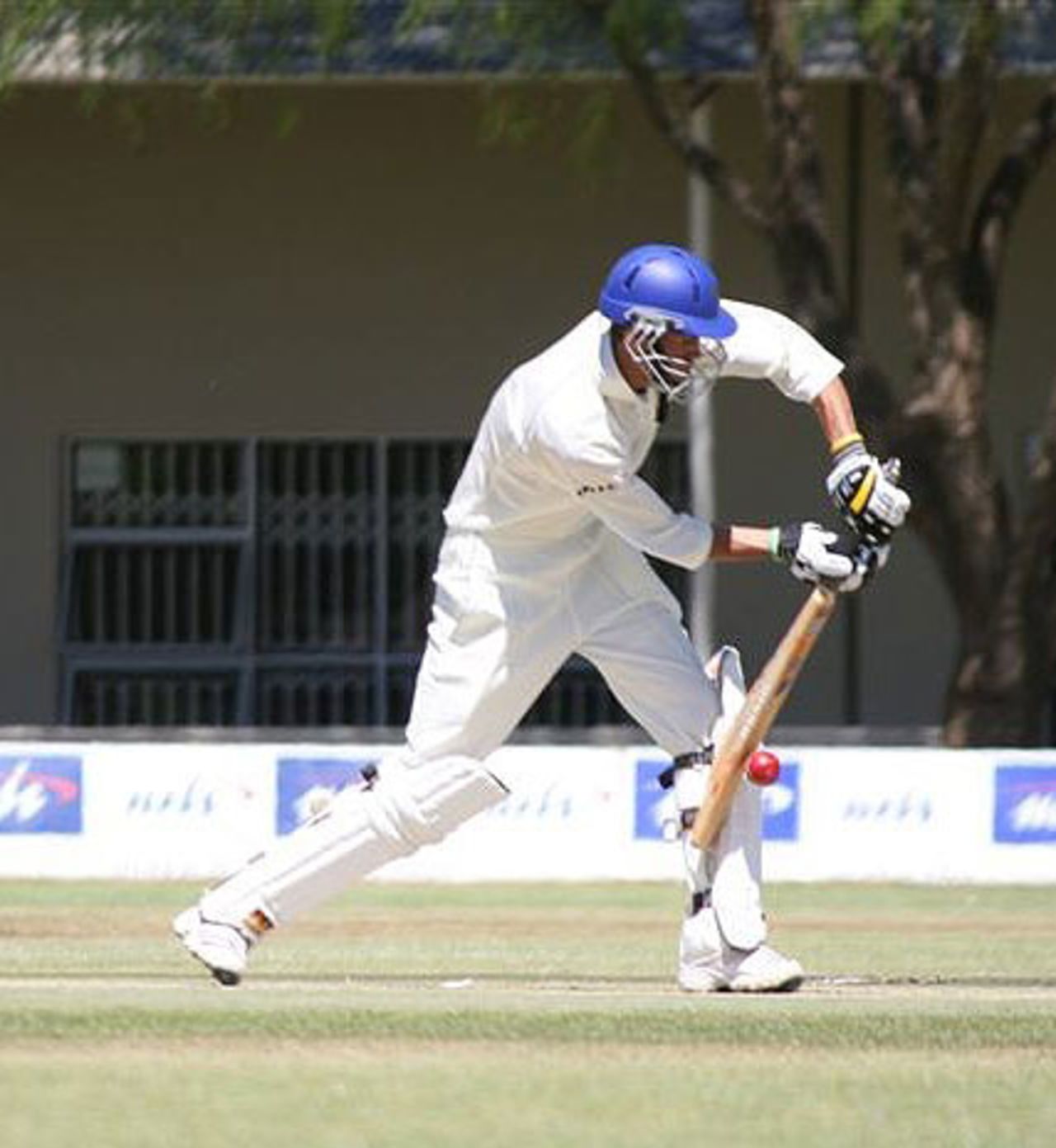 Bjorn Kotze defends during his innings of 163 not out, Namibia v Canada, Windhoek, October 26, 2007
