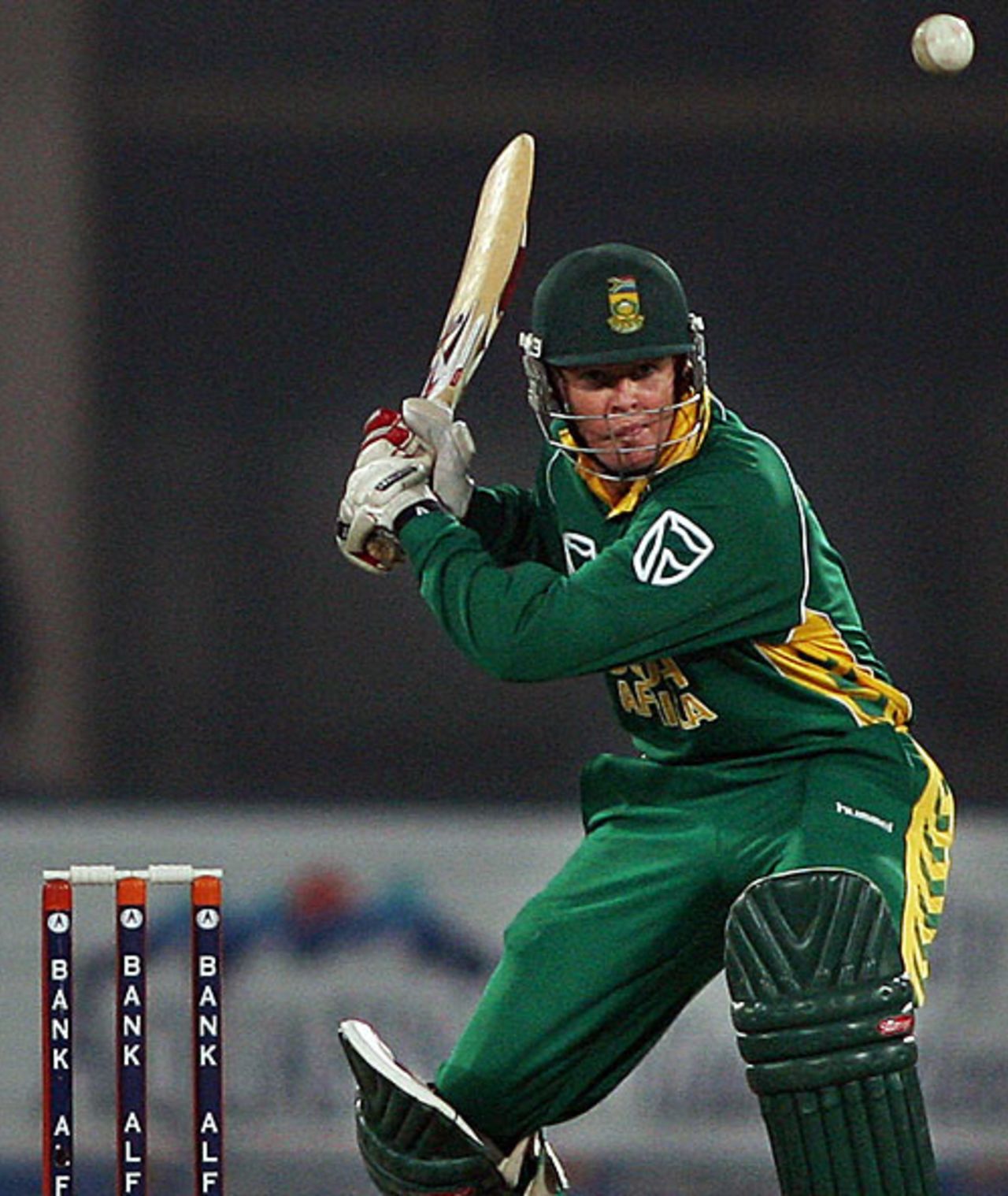 Shaun Pollock gets ready to hit the ball, Pakistan v South Africa, 4th ODI, Multan, October 26, 2007