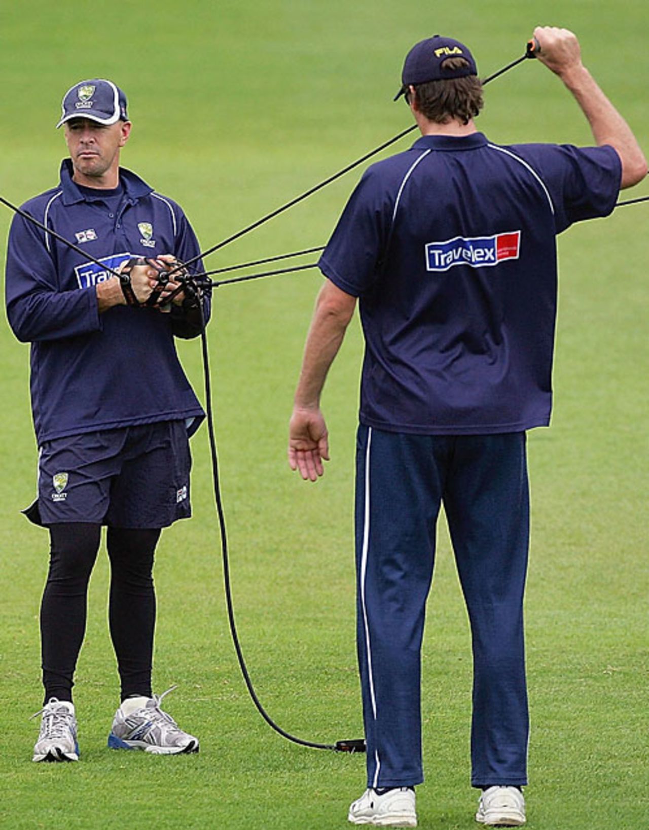 Glenn McGrath trains with Jamie Siddons, , Cardiff, June 17, 2005