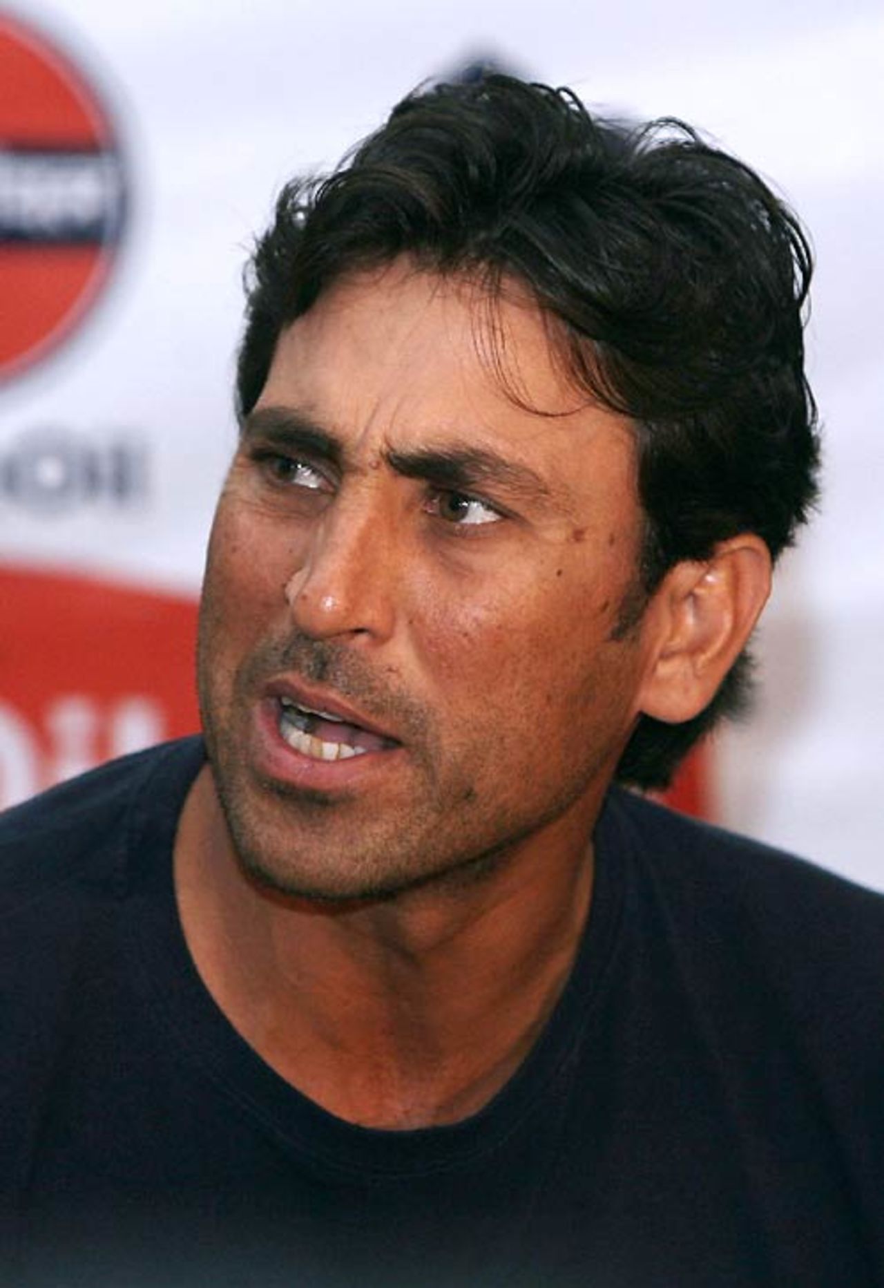 Younis Khan speaks to reporters at a press conference, New Delhi, November 3, 2007
