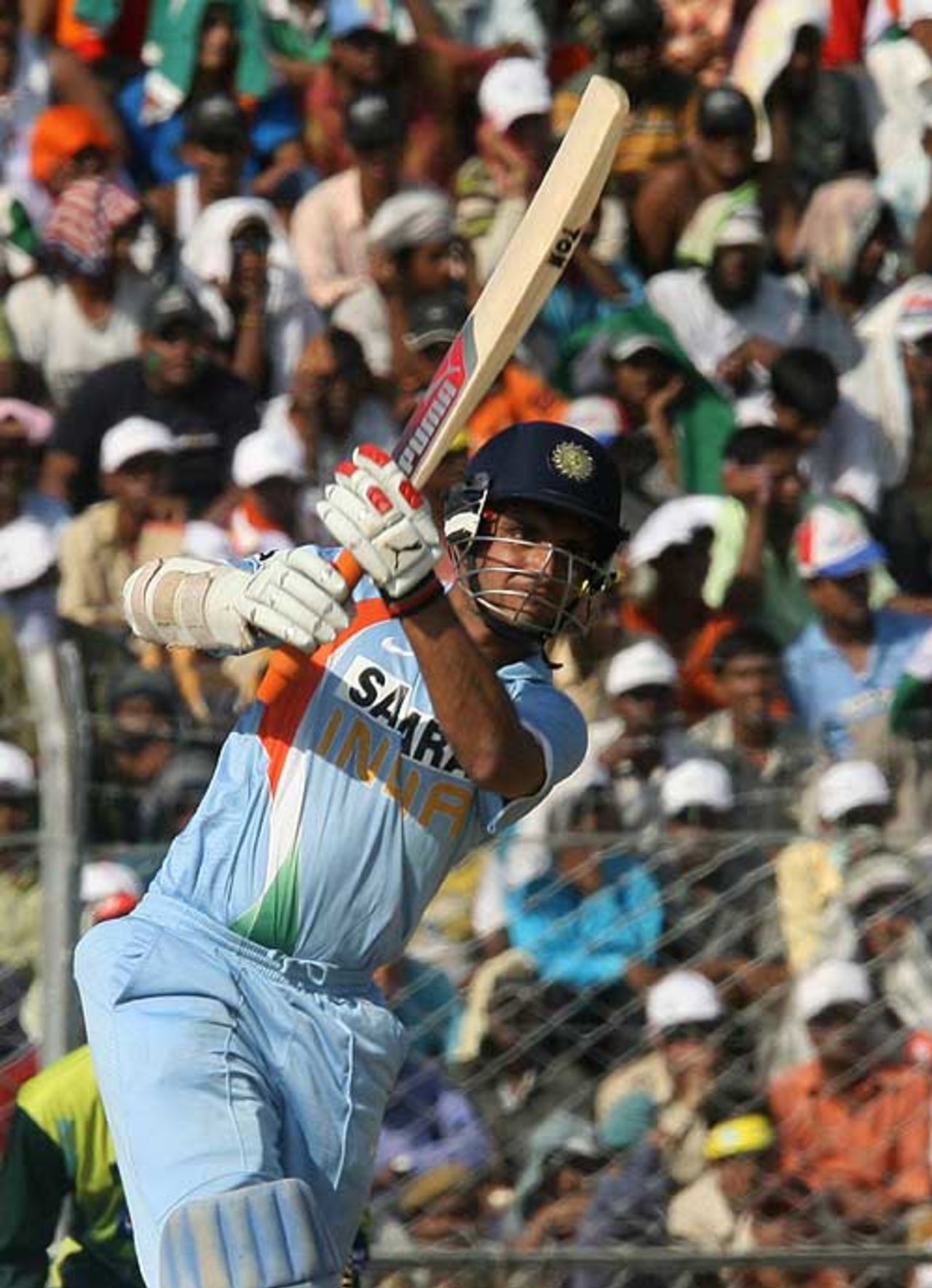 Sourav Ganguly straight drives as India recover from an early loss, India v Pakistan, 1st ODI, Guwahati, November 5, 2007