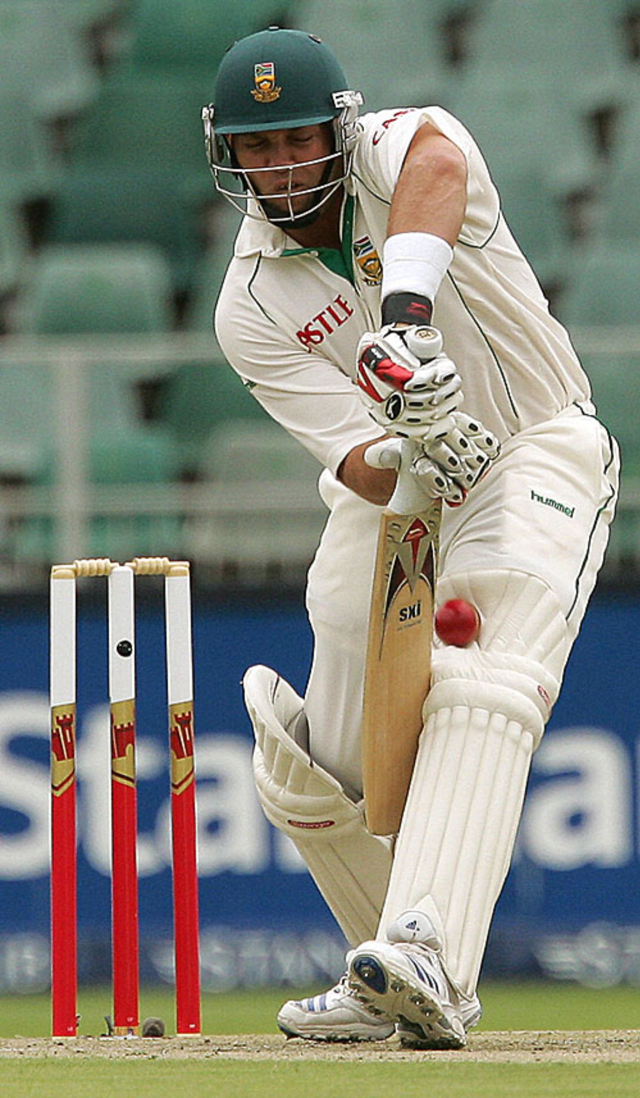 Jacques Kallis gets a thick inside edge onto his pads, South Africa v New Zealand, 1st Test, Johannesburg, November 8, 2007