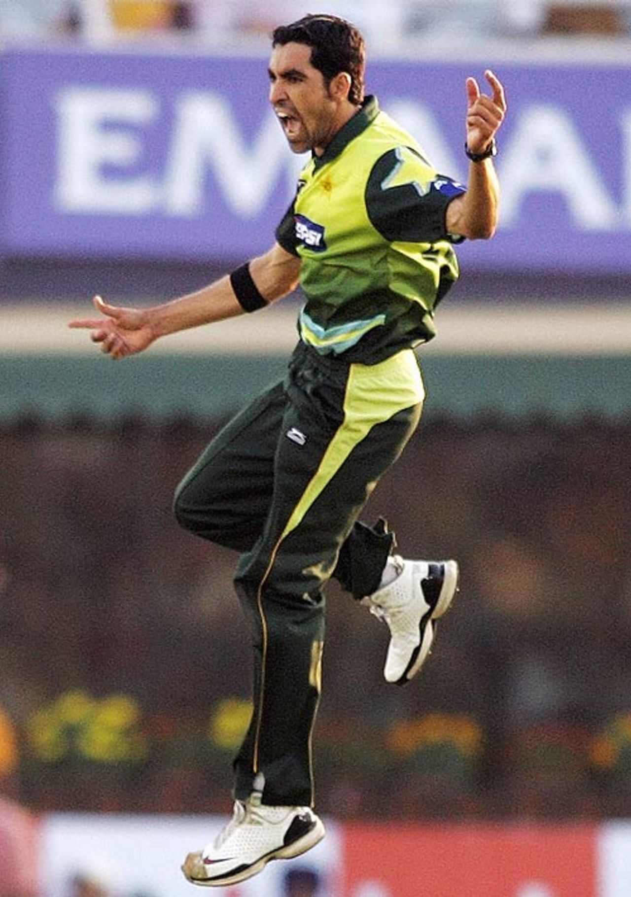 Umar Gul is ecstatic after dismissing Tendulkar for 99, India v Pakistan, 2nd ODI, Mohali, November 8, 2007