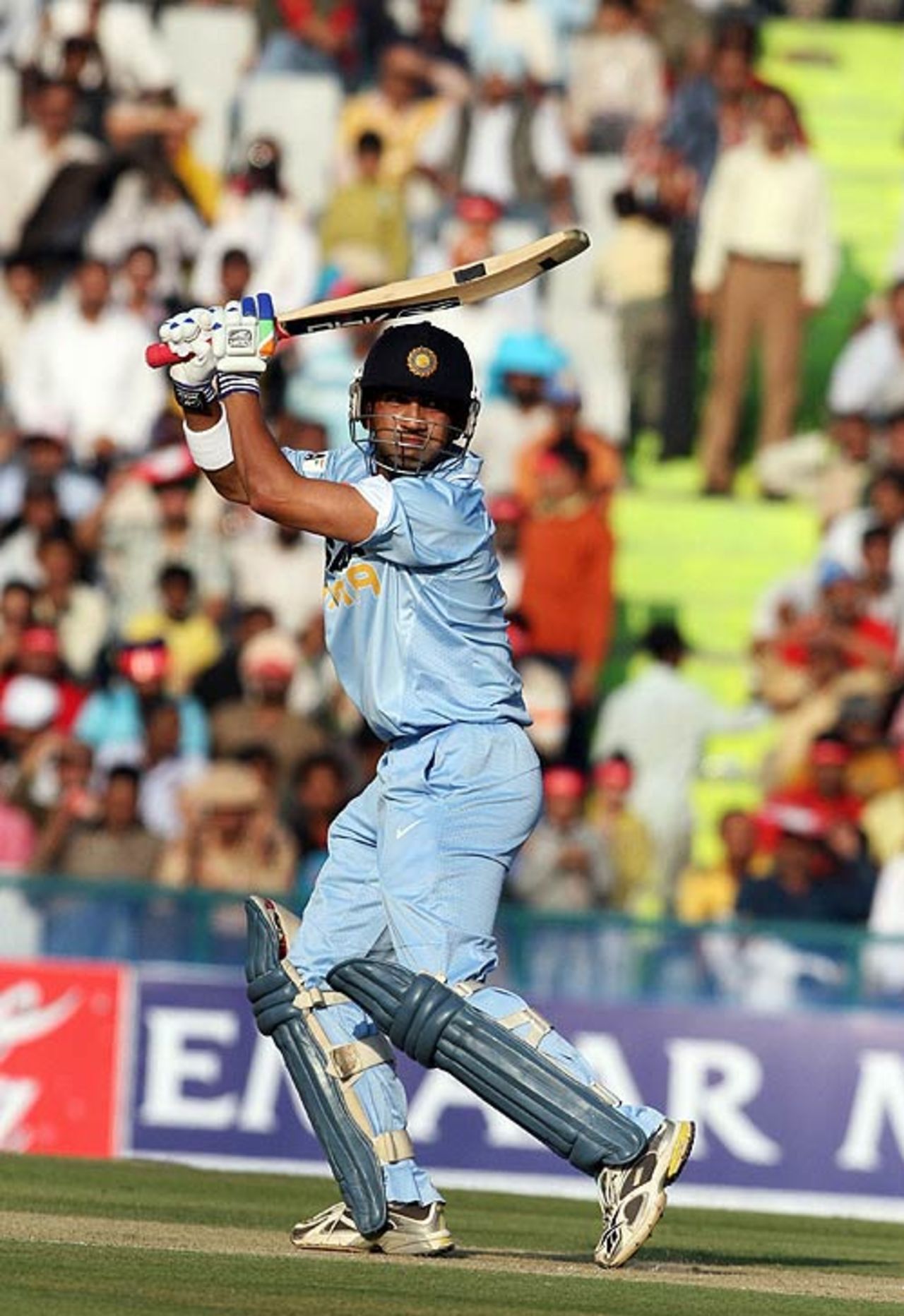 Gautam Gambhir carves one to the off side during his controlled half-century, India v Pakistan, 2nd ODI, Mohali, November 8, 2007