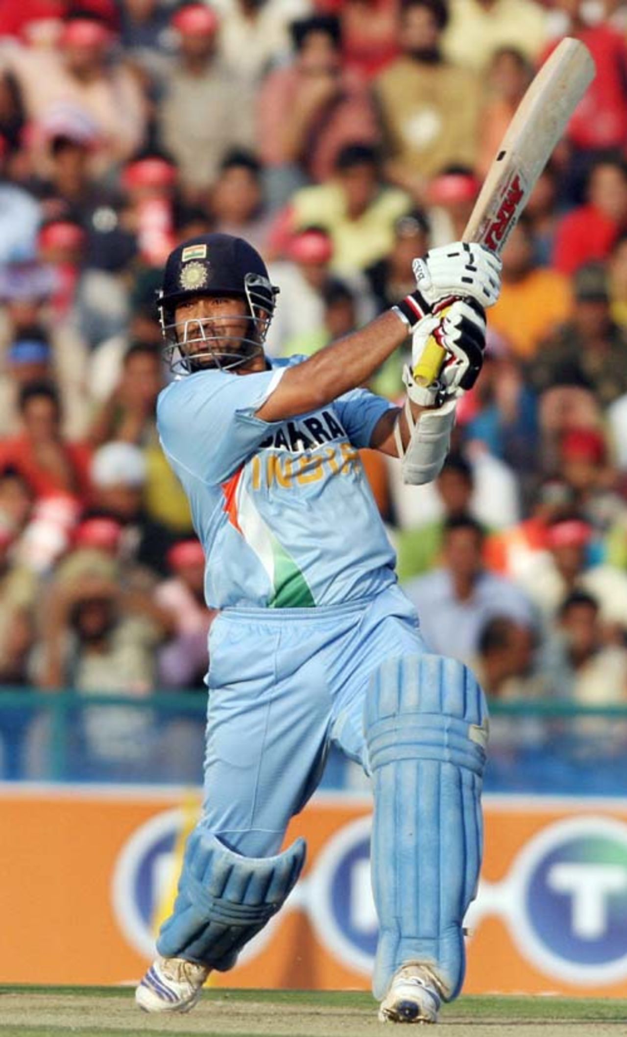 Sachin Tendulkar dispatches a delivery through the off side, India v Pakistan, 2nd ODI, Mohali, November 8, 2007