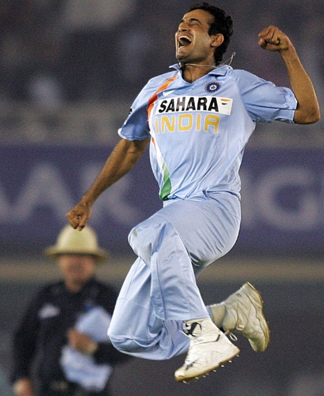 Irfan Pathan celebrates after bowling Salman Butt for 37, India v Pakistan, 2nd ODI, Mohali, November 8, 2007