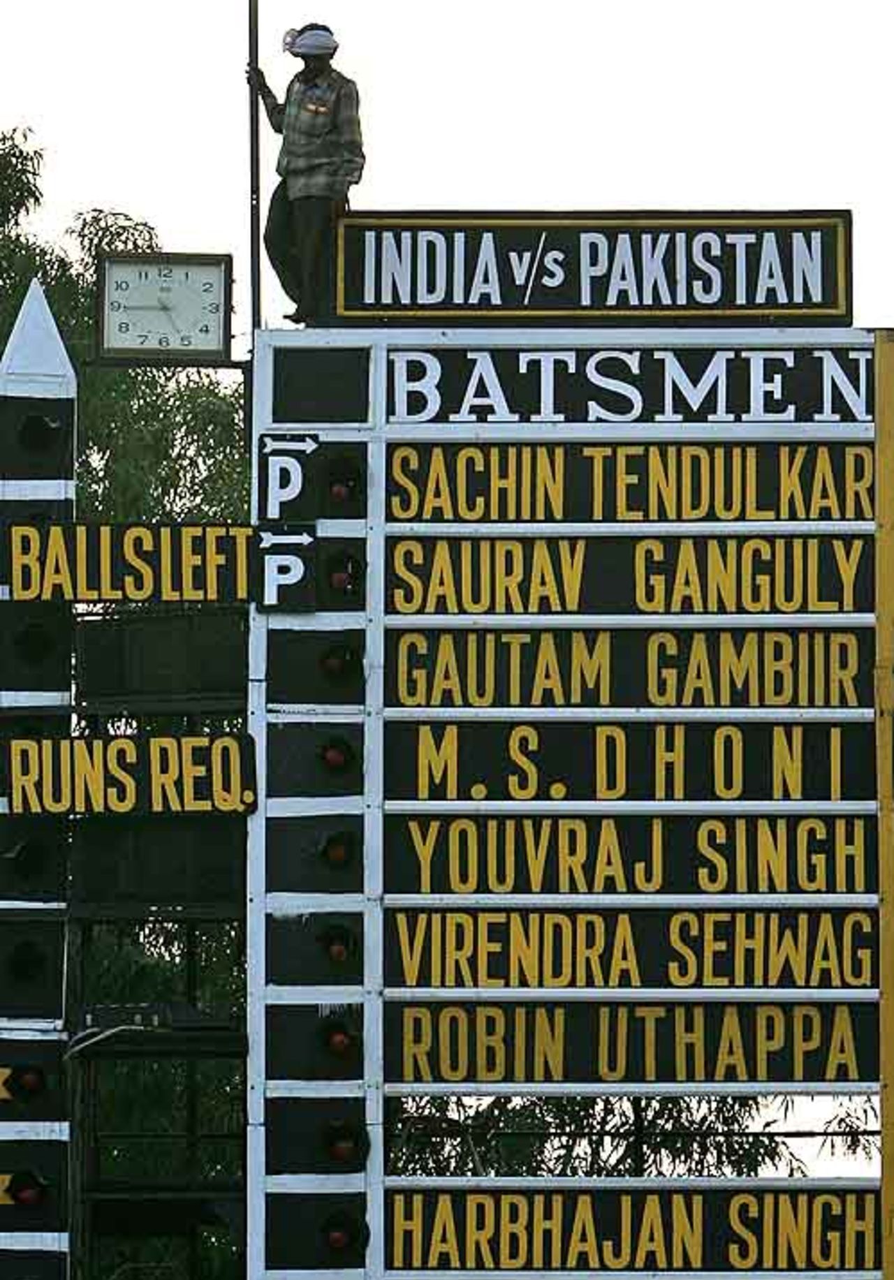 The Green Park scoreboard is spruced up for the India-Pakistan ODI, Kanpur, November 10, 2007
