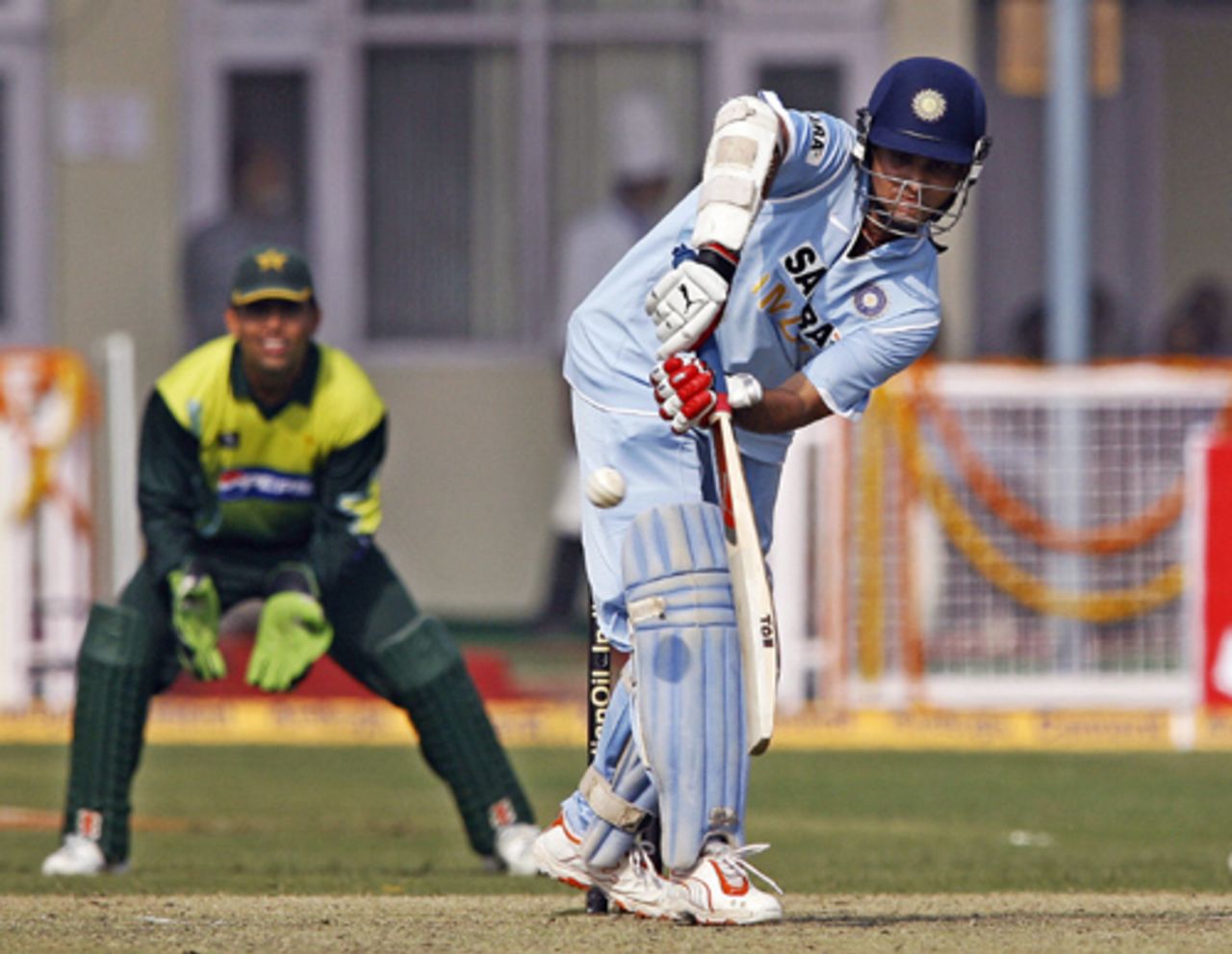 Sourav Ganguly plays the ball to the leg side during his 39, India v Pakistan, 3rd ODI, Kanpur, November 11, 2007
