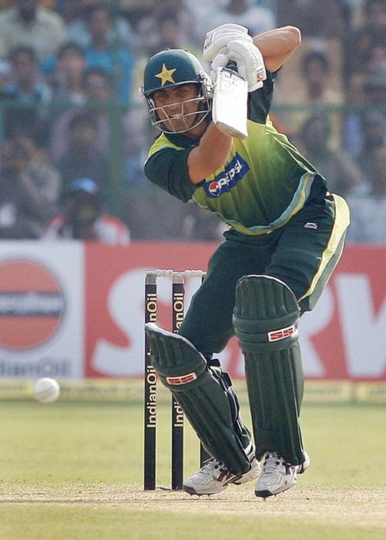 An off drive from Younis Khan, India v Pakistan, 4th ODI, Gwalior, November 15, 2007 