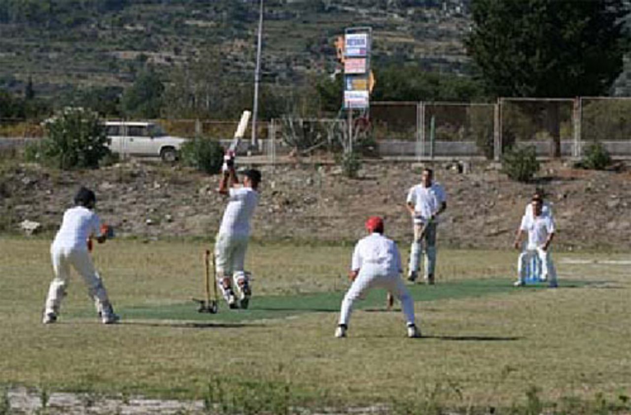 Cricket on the new artificial pitch at the Sir Oliver CC at Split in Croatia, September 16, 2007