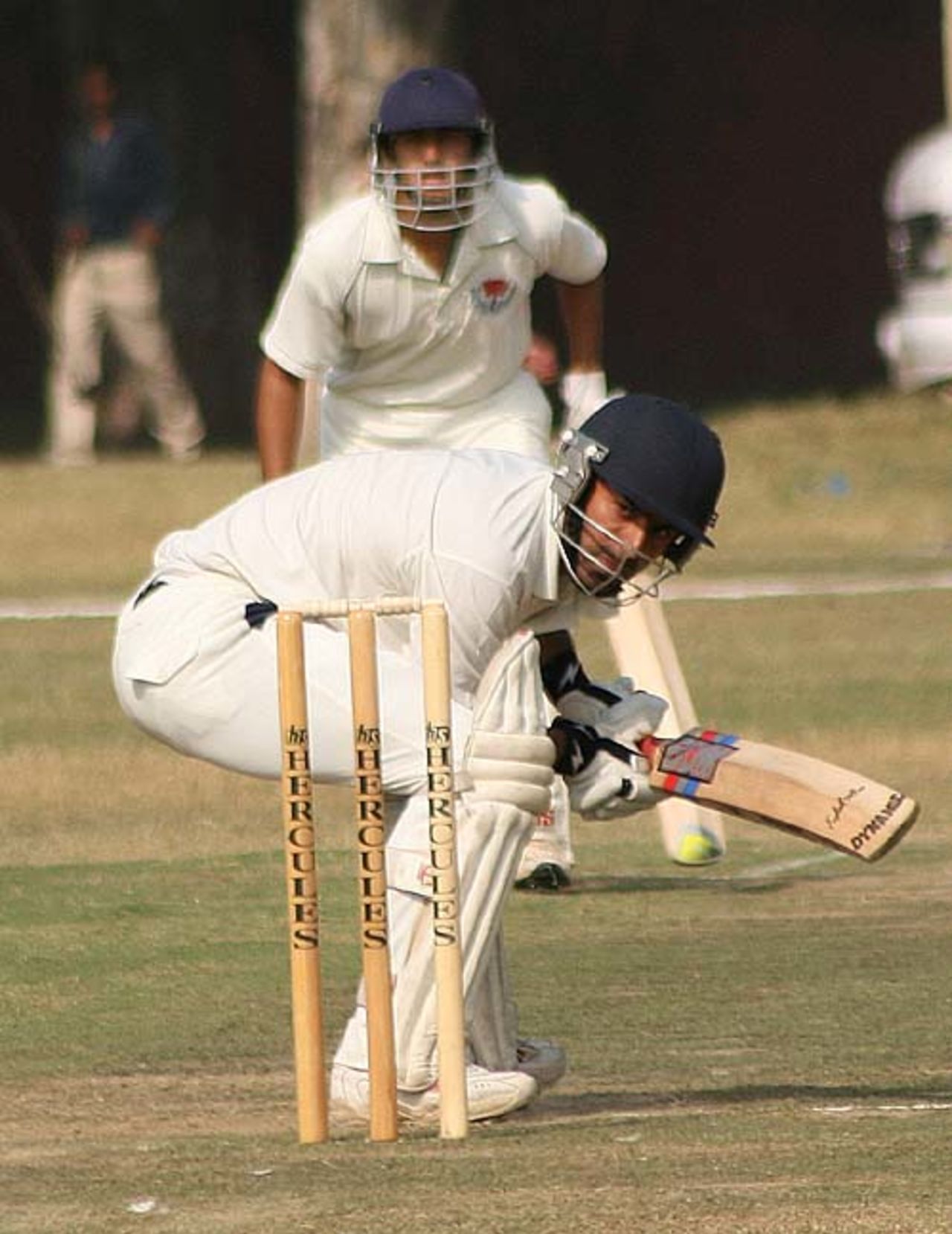 Ian Dev Singh ducks a short ball, Jammu and Kashmir v Madhya Pradesh, Ranji Trophy Plate League, Group B, 2nd round, 1st day, Jammu, November 15, 2007