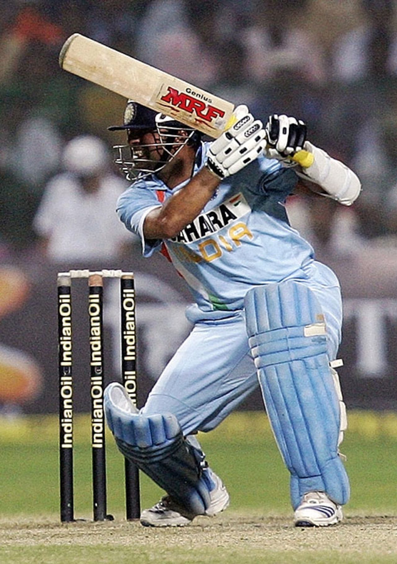 Sachin Tendulkar drives to the off side, India v Pakistan, 4th ODI, Gwalior, November 15, 2007