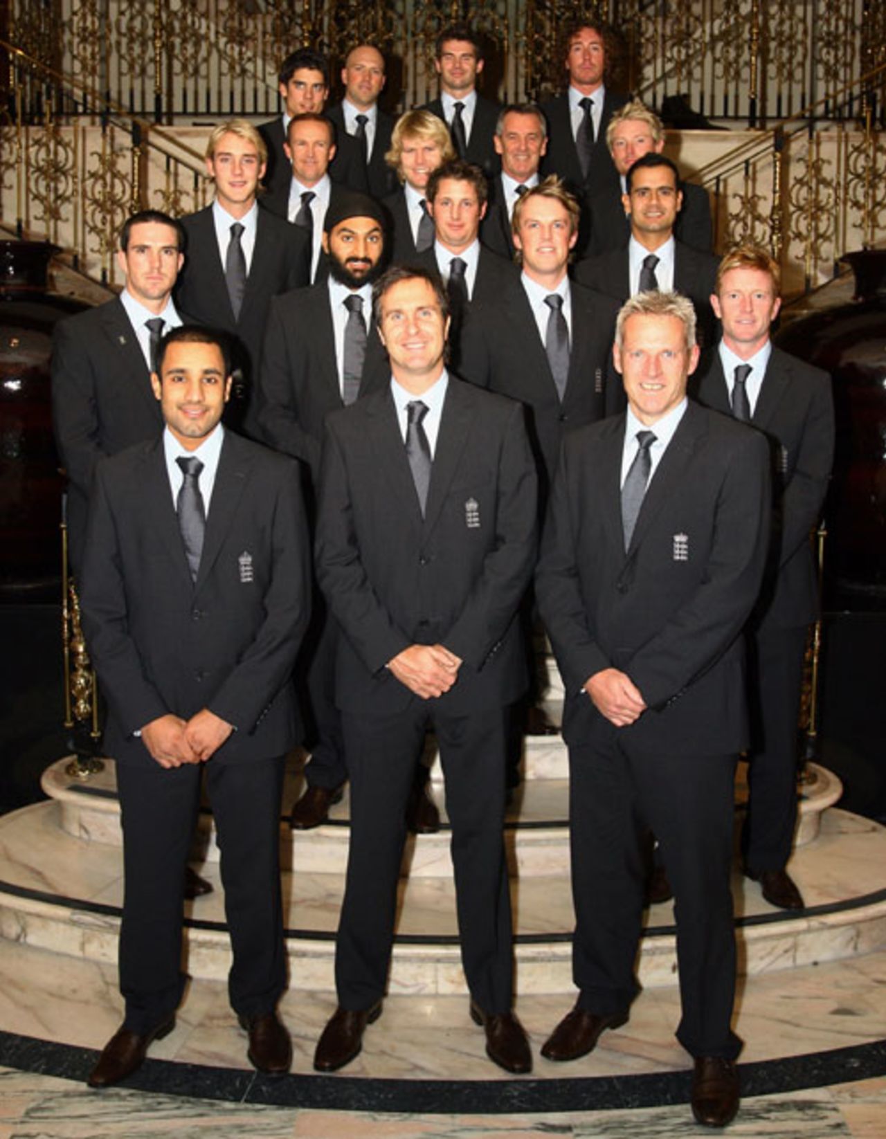The England Test squad pose for pictures before leaving for Sri Lanka, London, November 15, 2007