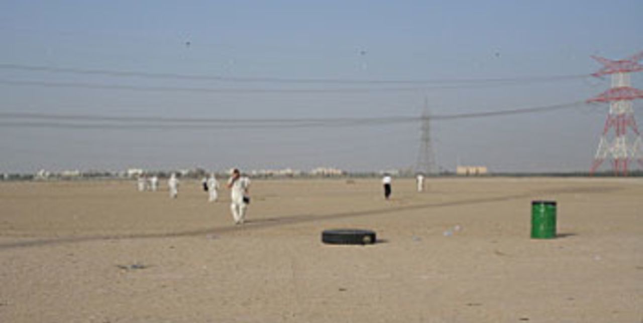 An outfield in the local league in Abu Dhabi, April 17, 2007