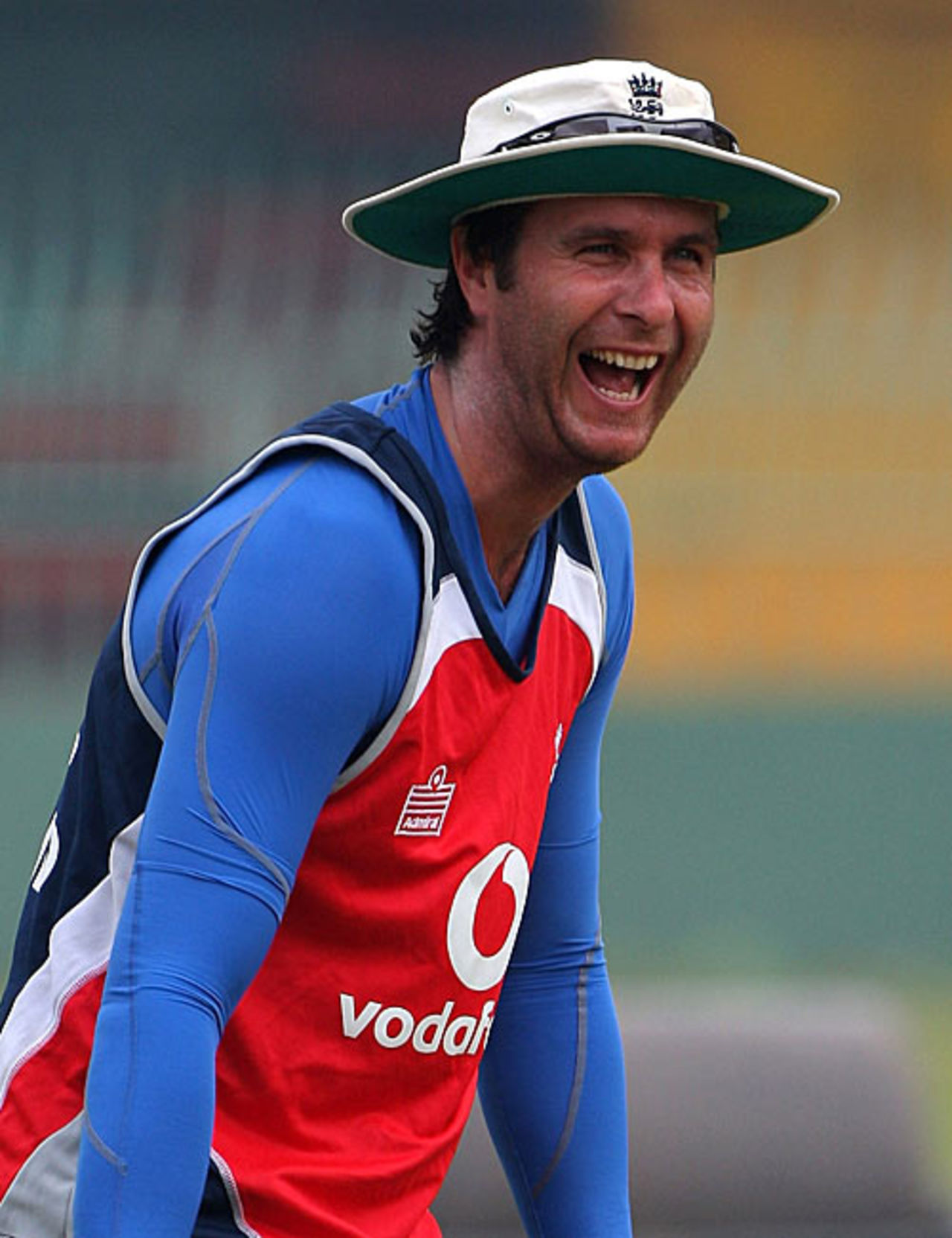Michael Vaughan laughing during a fielding session, Colombo, November 19, 2007