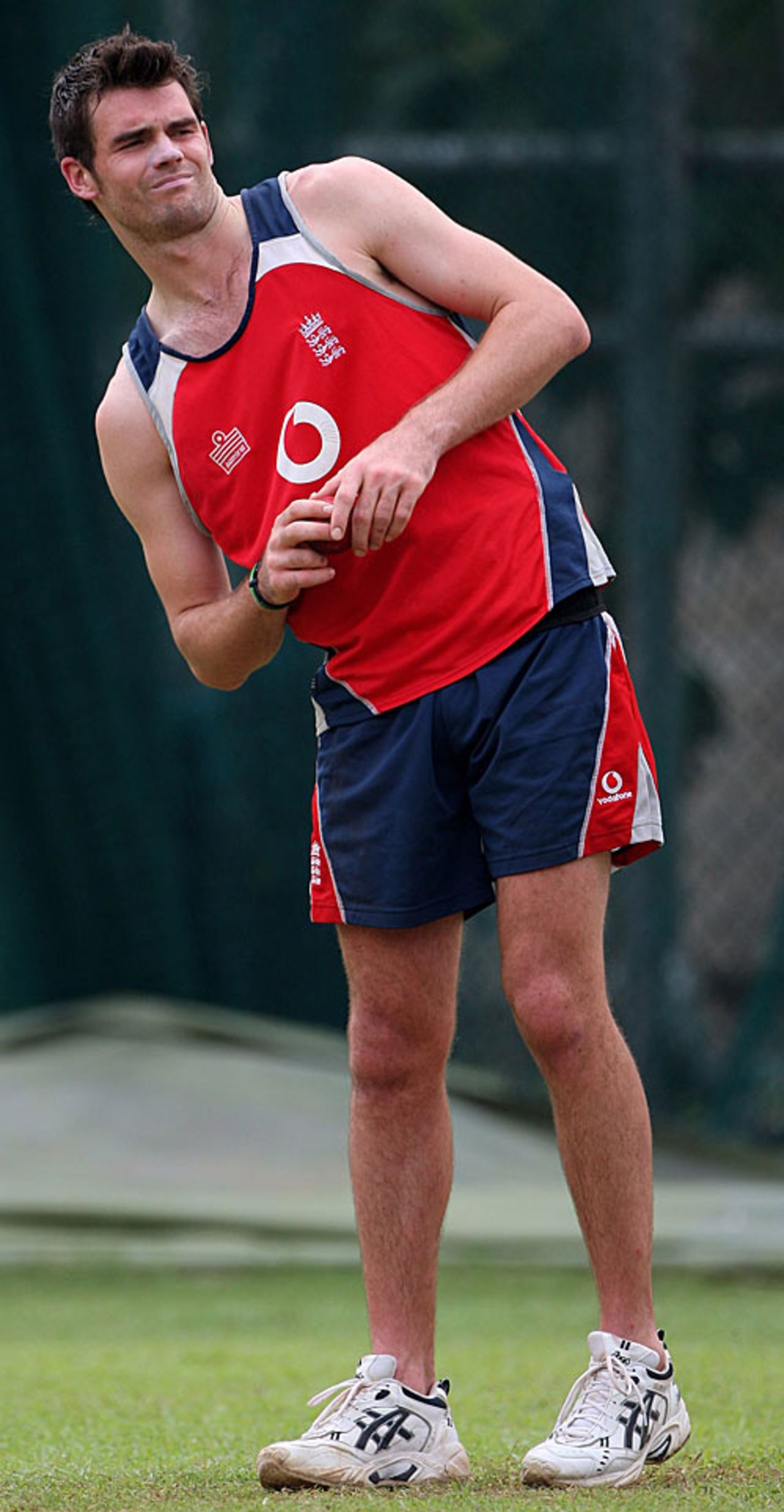 James Anderson stretches during a training session, Colombo, November 19, 2007