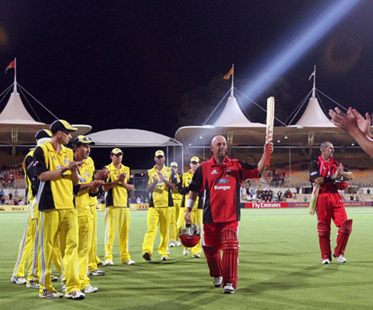 Darren Lehmann leaves the Adelaide Oval after his unbeaten century, South Australia v Western Australia, FR Cup, Adelaide, November 21, 2007