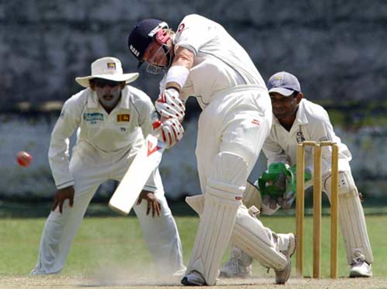 Ian Bell uses his feet during his 49, Sri Lanka Cricket Board President's XI v England XI, Colombo, November 22, 2007
