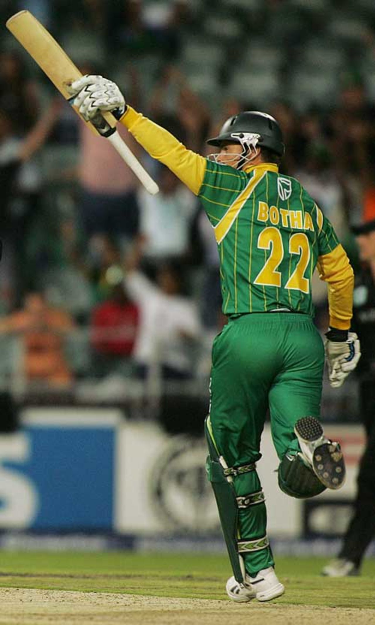 Johan Botha salutes his winning boundary, South Africa v New Zealand, Twenty20 International, Johannesburg, November 23, 2007
