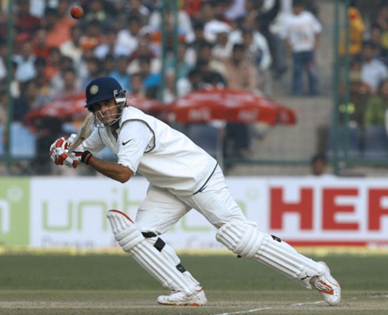 Sourav Ganguly drives through the off, India v Pakistan, 1st Test, Delhi, 4th day, November 25, 2007
