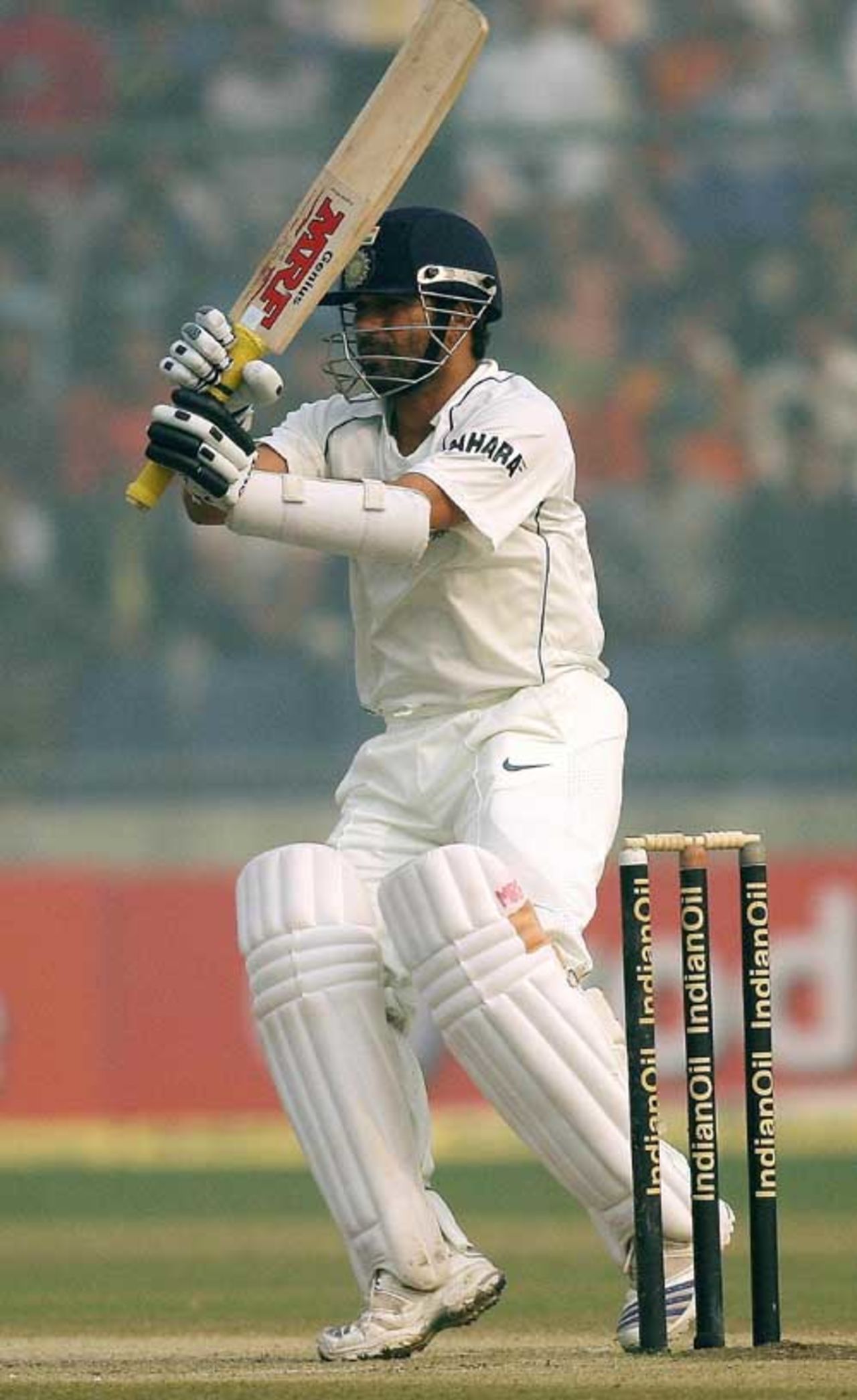 Sachin Tendulkar plays the ball to deep square leg, India v Pakistan, 1st Test, Delhi, 5th day, November 26, 2007
