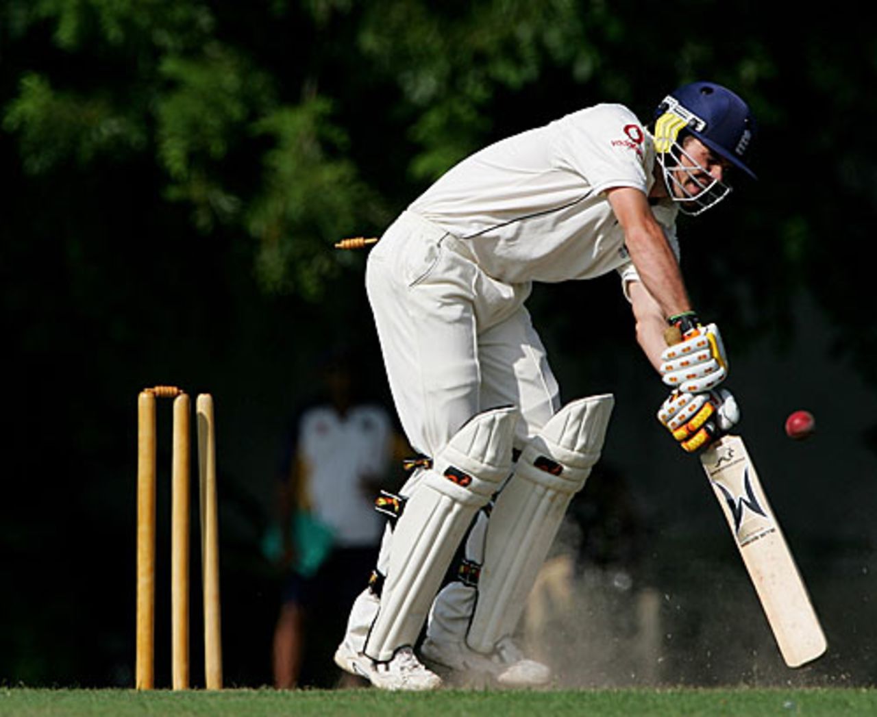 James Anderson is bowled for a duck, Sri Lanka Cricket Board President's XI v England XI, Colombo, November 26, 2007