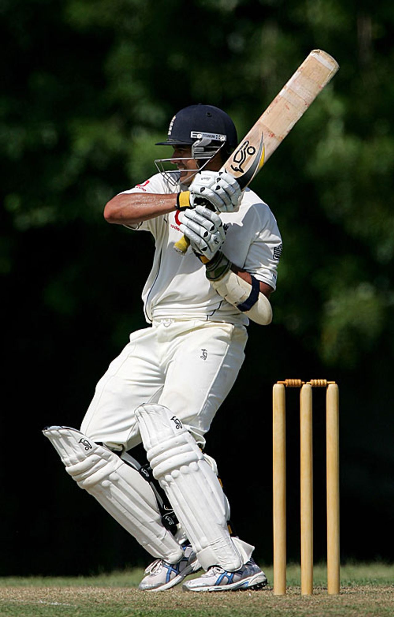 Owais Shah leans back to cut, SL Board President's XI v England XI, Colombo, November 26, 2007