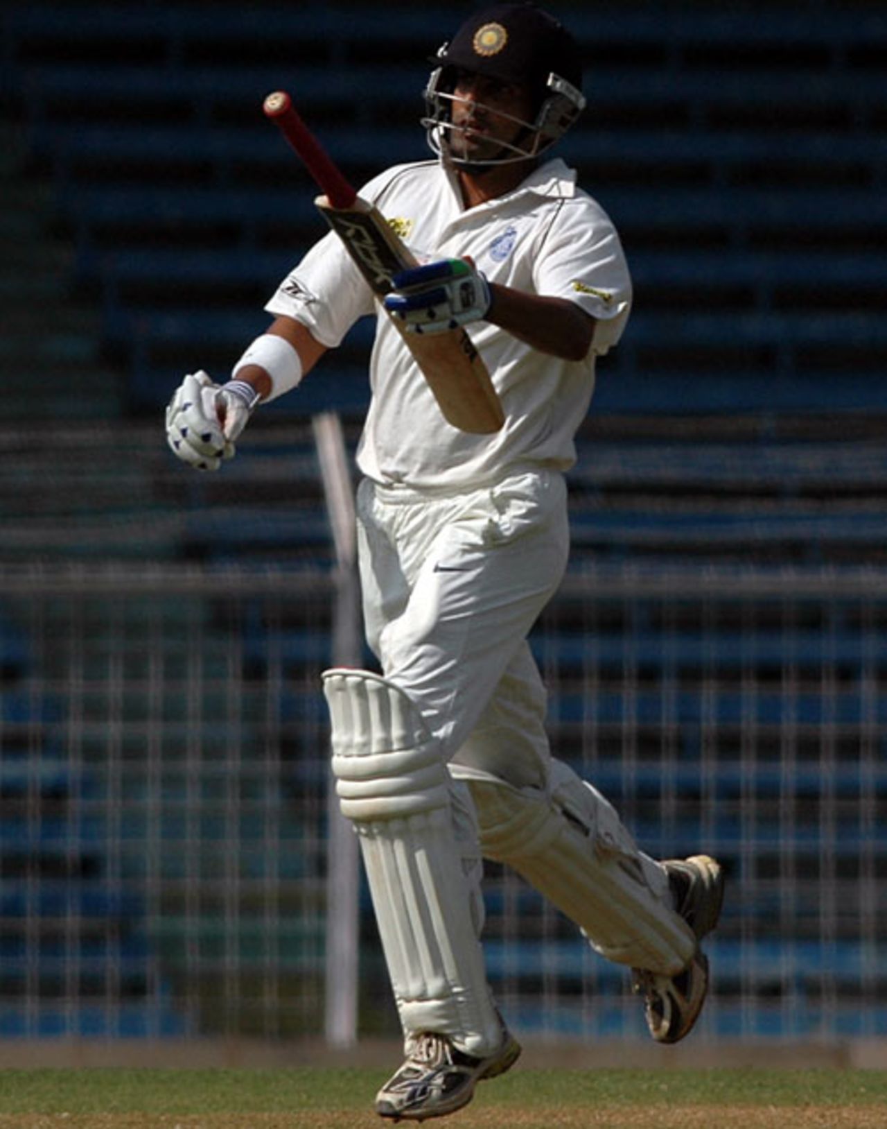 Gautam Gambhir gestures after reaching his century in Delhi's second innings, Mumbai v Delhi, Ranji Trophy Super League, 3rd round, 4th day, Mumbai, November 26, 2007