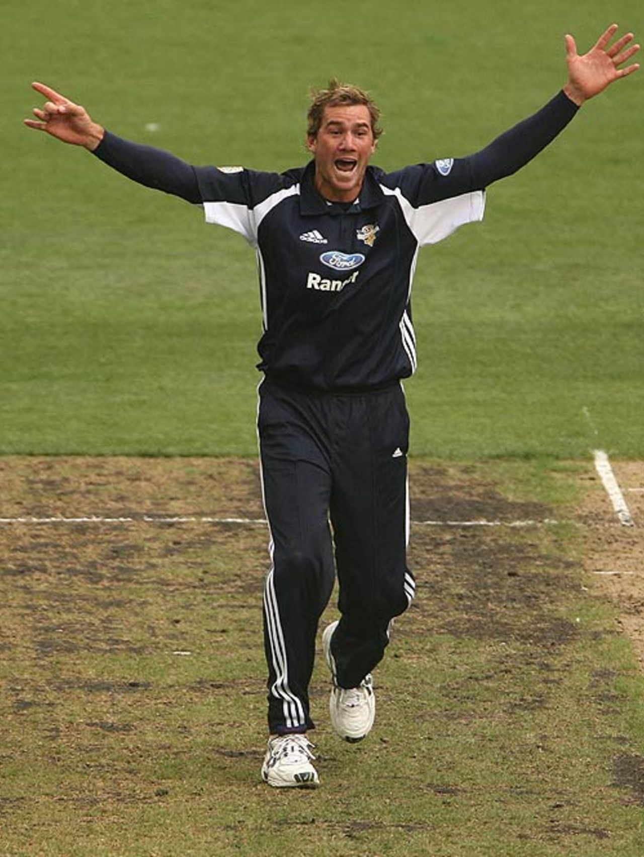 John Hastings celebrates a wicket, Victoria v New South Wales, FR Cup, Melbourne, November 28, 2007