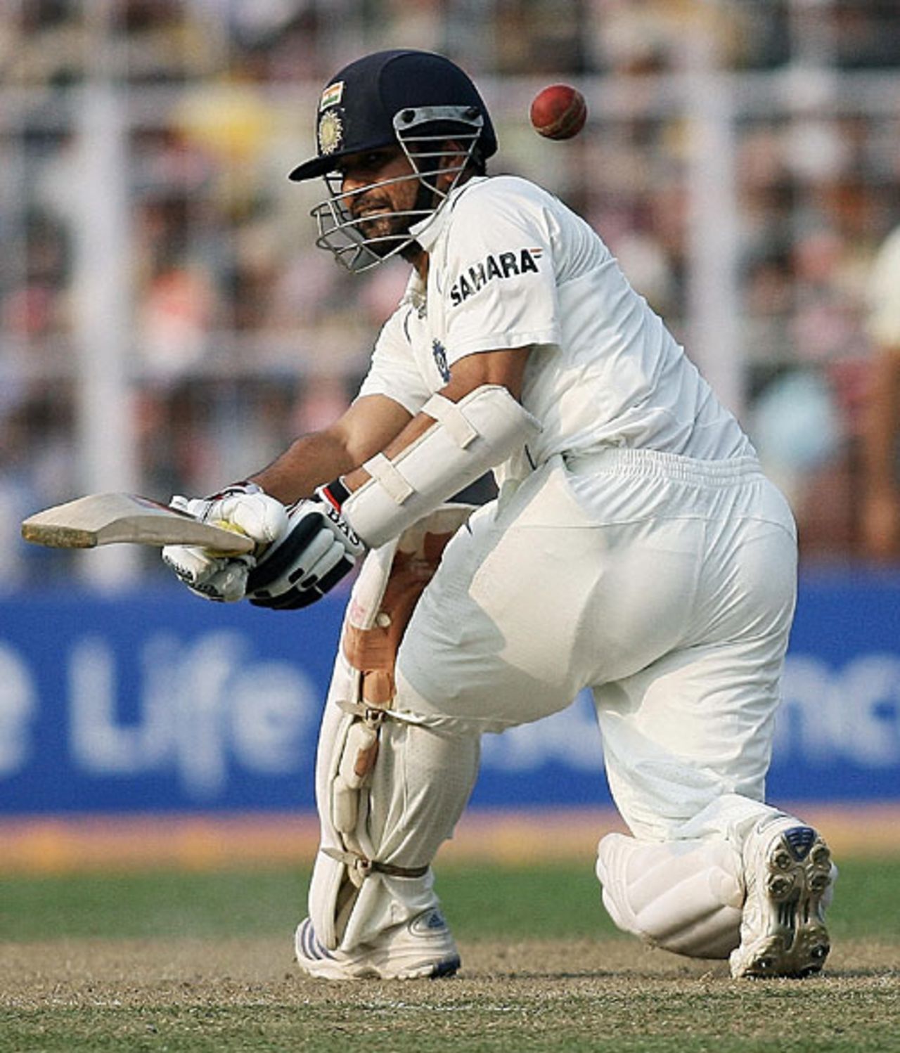 Sachin Tendulkar sweeps to the fine-leg boundary, India v Pakistan, 2nd Test, Kolkata, 1st day, November 30, 2007