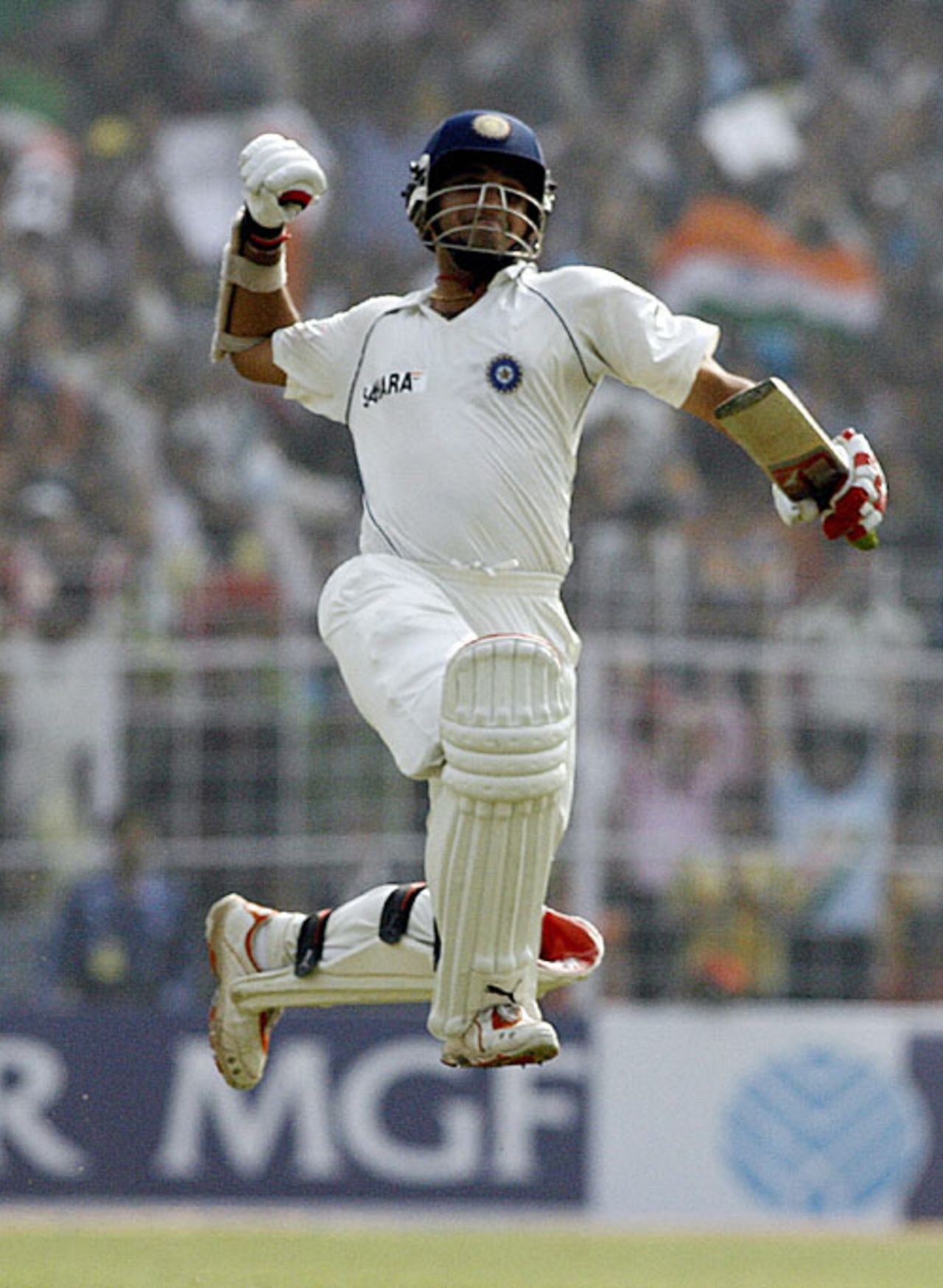 Sourav Ganguly is pumped after reaching his hundred, India v Pakistan, 2nd Test, Kolkata, 2nd day, December 1, 2007