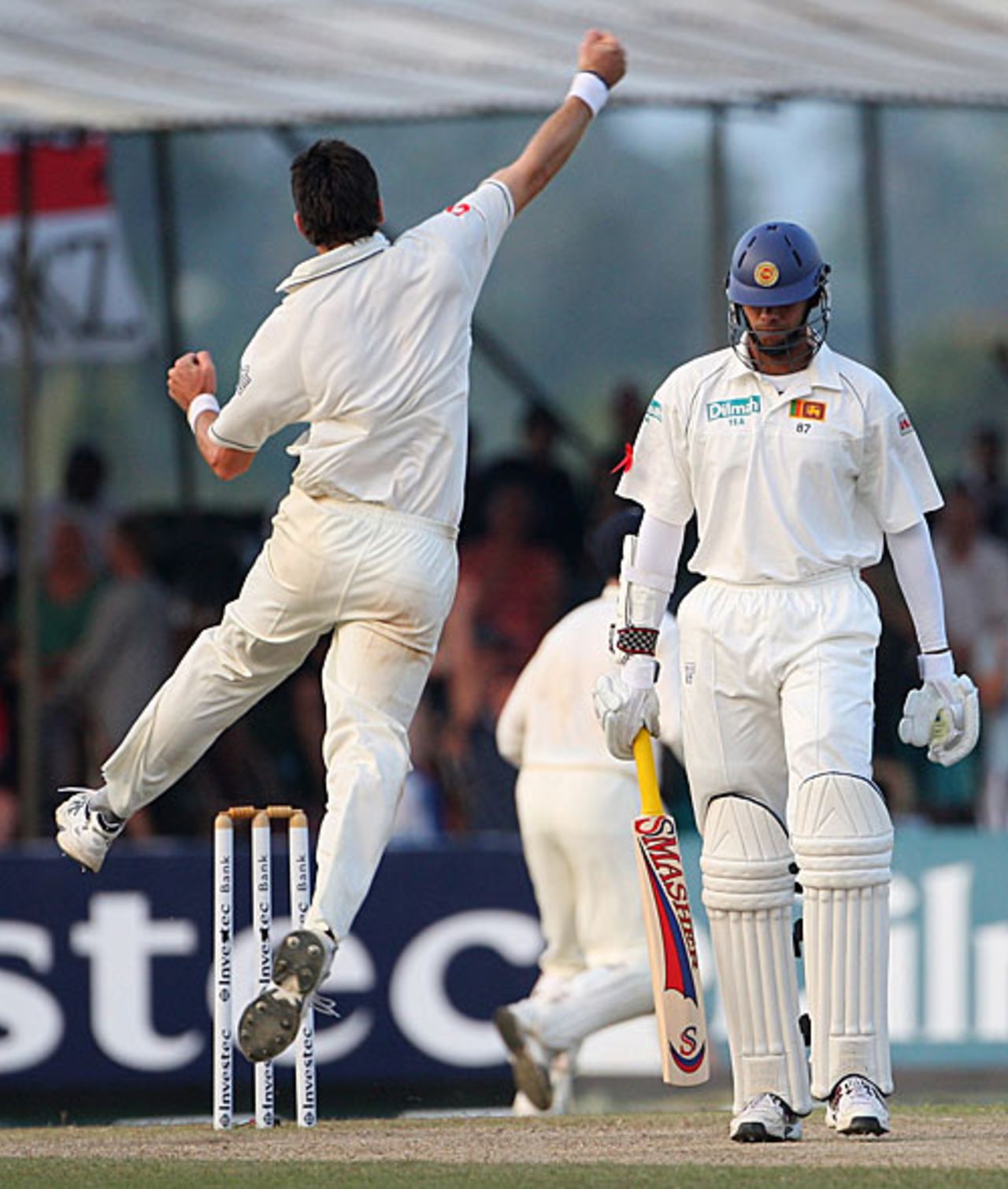 James Anderson leaps to celebrate the late wicket of Michael Vandort, Sri Lanka v England, 1st Test, Kandy, December 3, 2007
