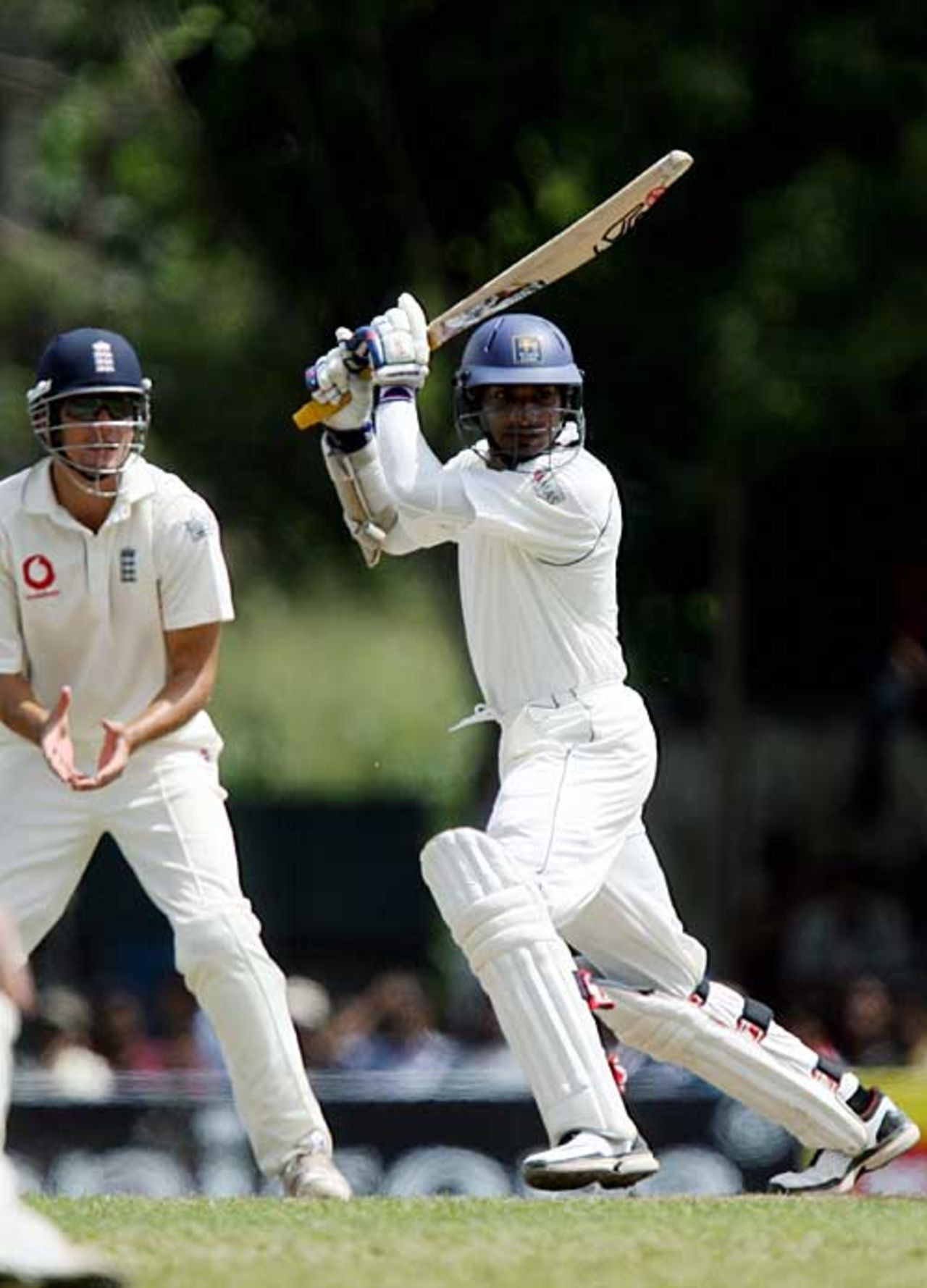 Kumar Sangakkara drives as Sri Lanka pile on the runs, Sri Lanka v England, 1st Test, Kandy, December 4, 2007
