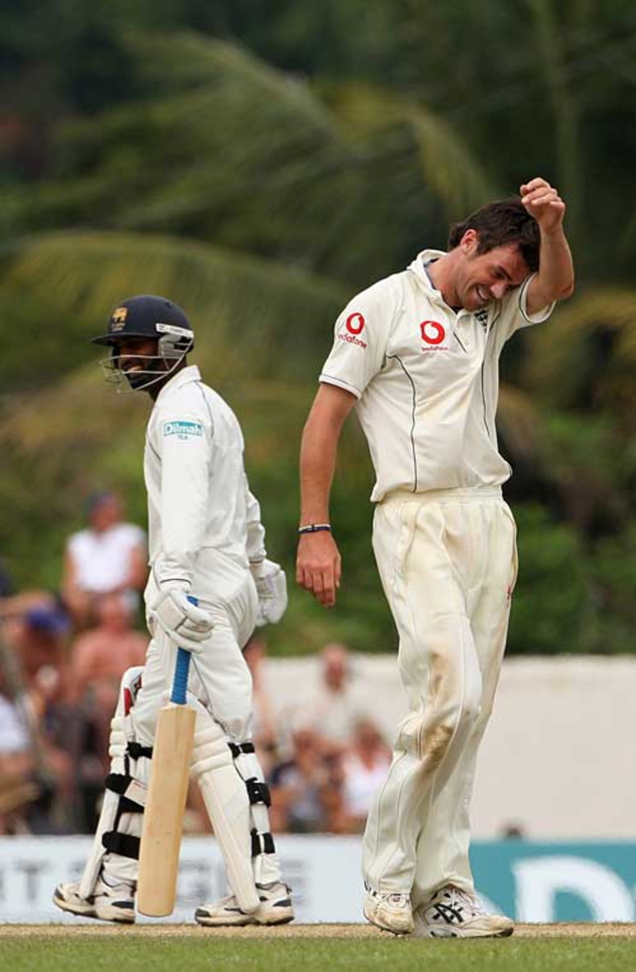 James Anderson watches another ball fly to the boundary, Sri Lanka v England, 1st Test, Kandy, December 4, 2007