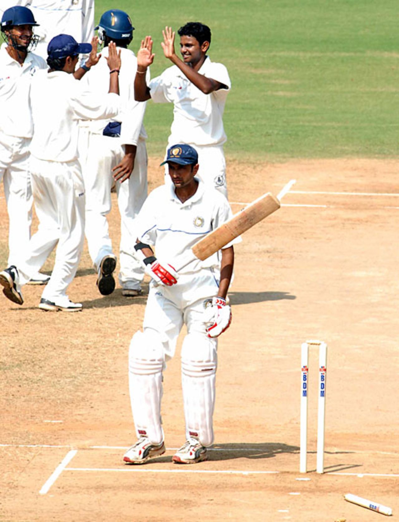 Kanaiya Vaghela walks back after being bowled by Suresh Kumar, Tamil Nadu v Saurashtra, Ranji Trophy Super League, Group A, 4th round, 4th day, Chennai, December 4, 2007