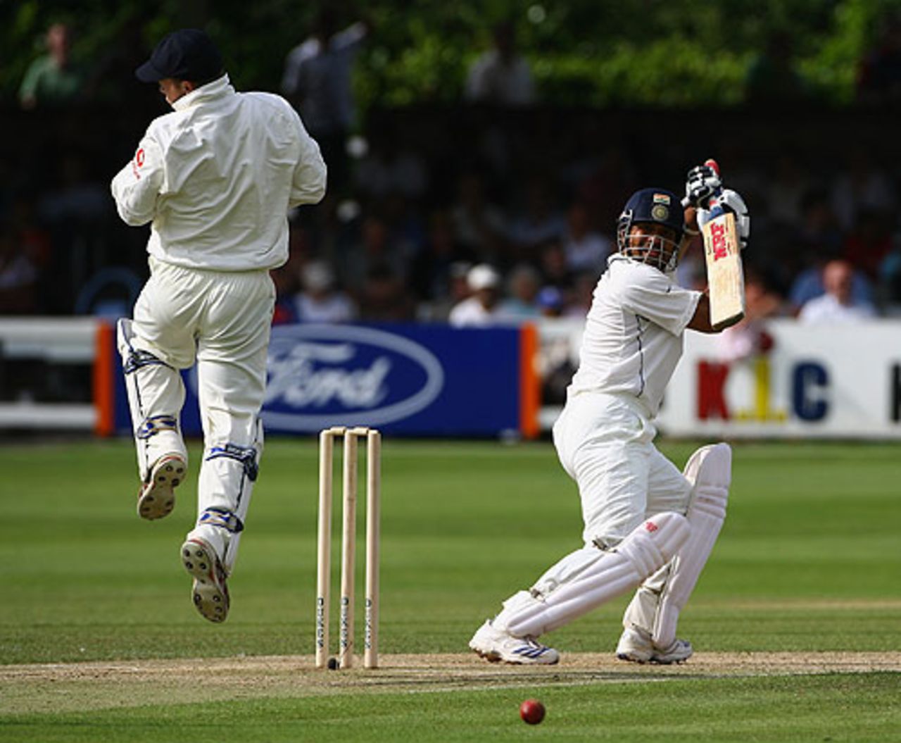 Sachin Tendulkar guides one during his century, England Lions v Indians, Tour match, 2nd day,  Chelmsford, July 14, 2007
