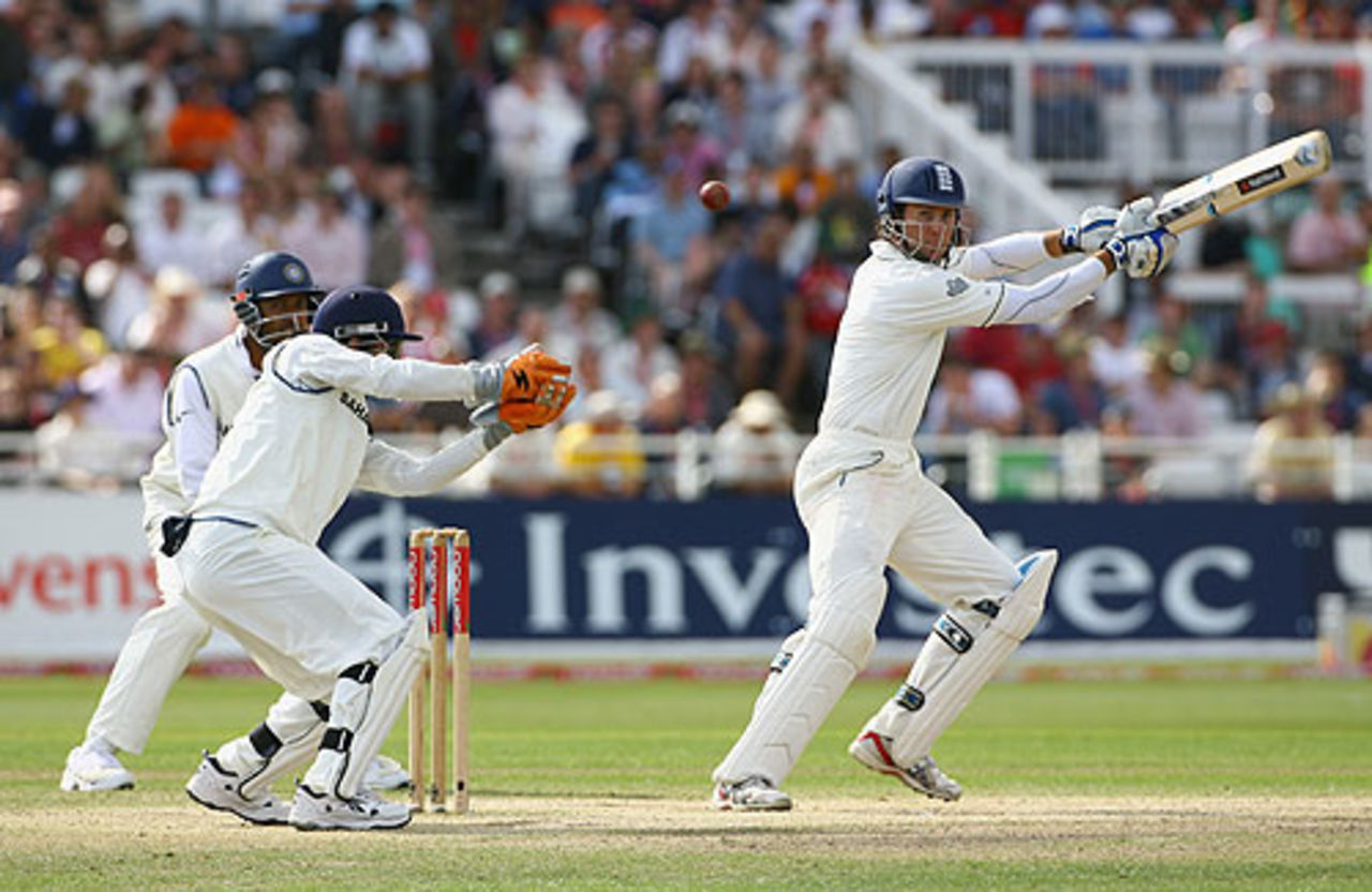 Michael Vaughan puts one away during his 124, England v India, 2nd Test, Trent Bridge, 4th day, July 30, 2007